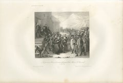Napoleon Crossing the Great St Bernard Pass – Alpine Campaign Engraving c.1840