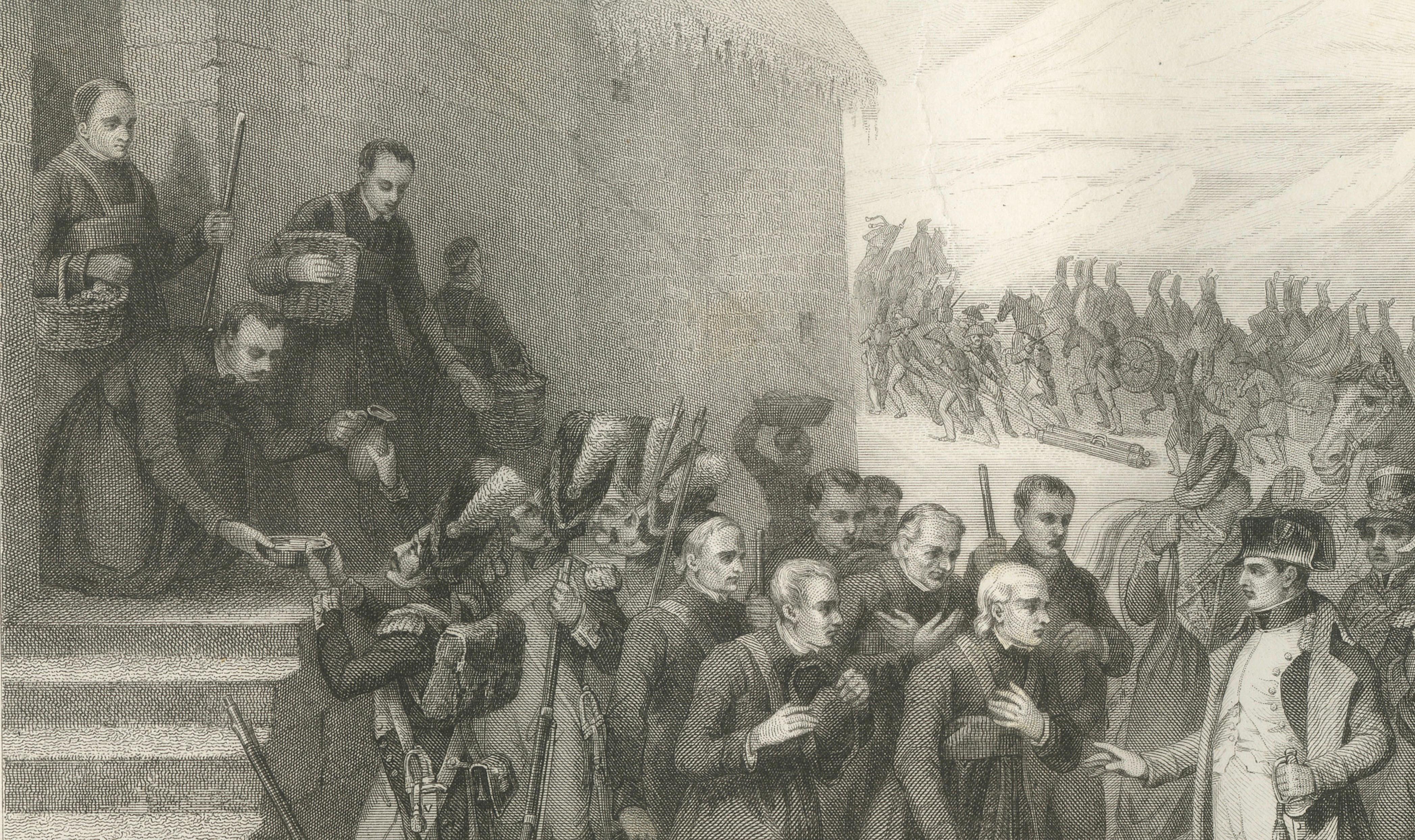 Napoleon Crossing the Great St Bernard Pass – Alpine Campaign Engraving c.1840