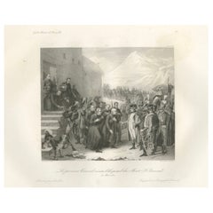 Napoleon Crossing the Great St Bernard Pass – Alpine Campaign Engraving c.1840