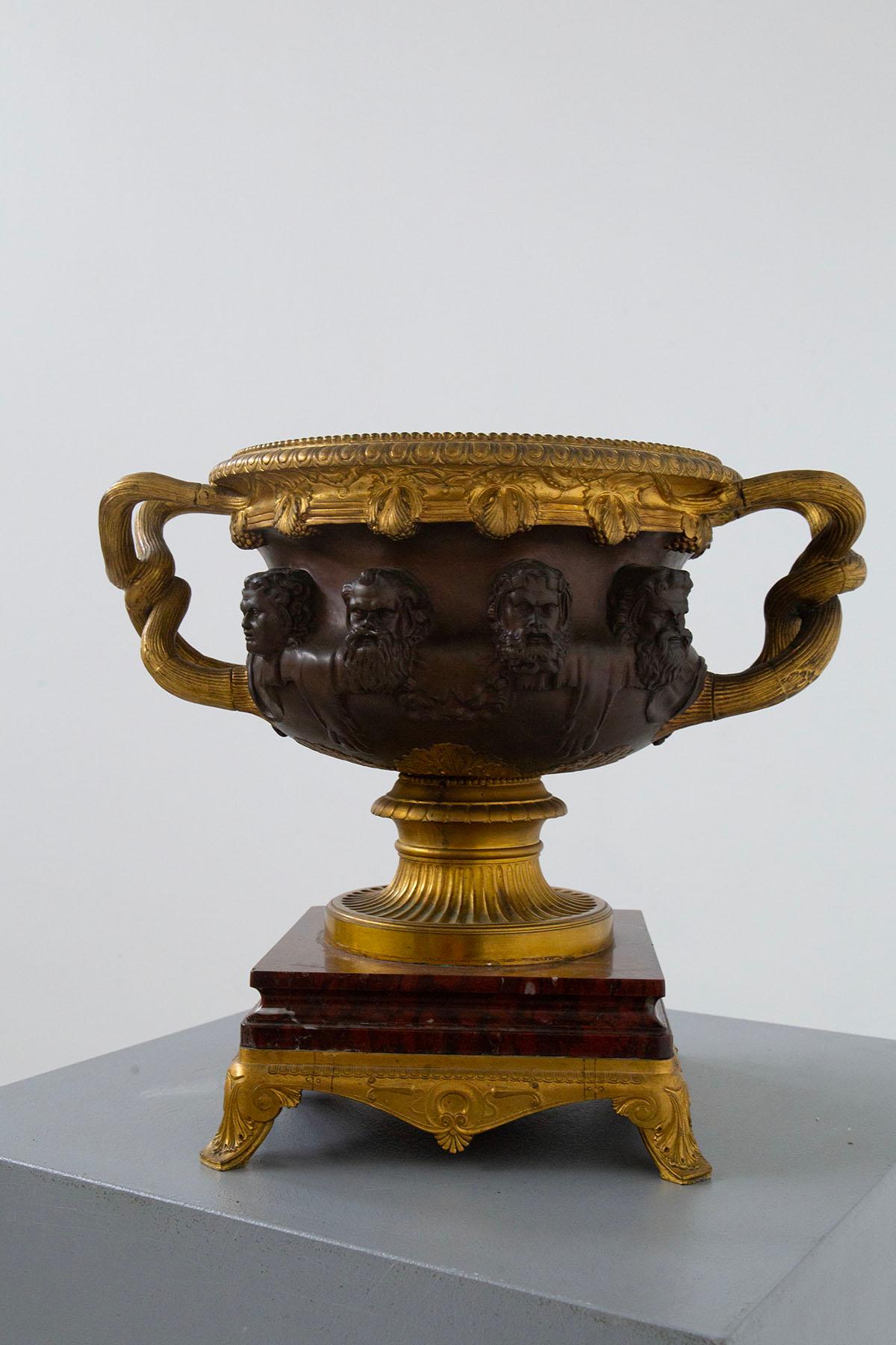 Napoleon III Napoleon Cup by F. Barbedienne Foundry in marble and bronze For Sale