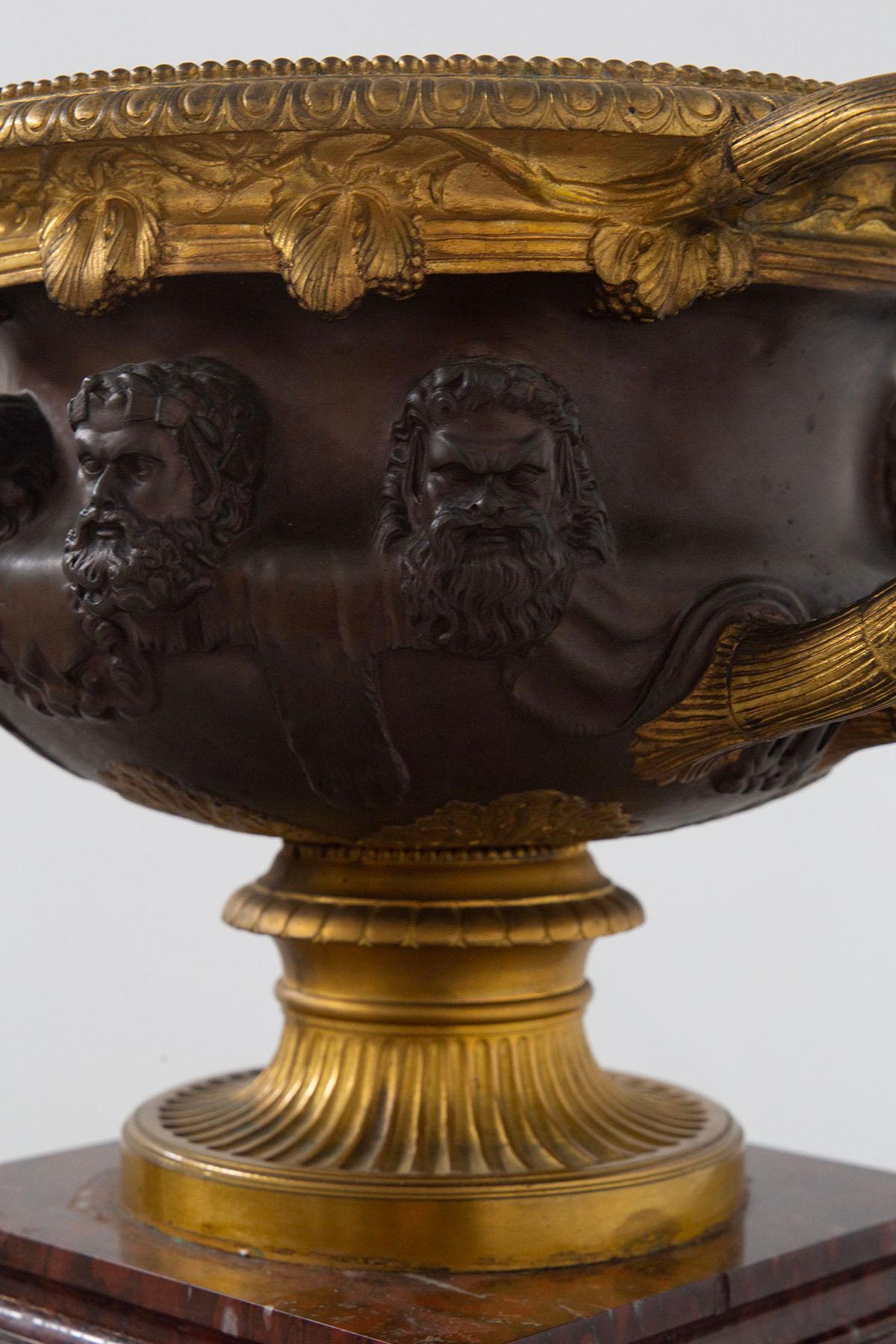 Mid-19th Century Napoleon Cup by F. Barbedienne Foundry in marble and bronze For Sale