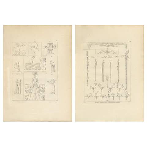 Napoleon Egypt Expedition, Pair of Egyptian Antiquities Engravings, Denon, 1802