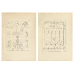 Expédition de Napoléon en Égypte, paire de gravures d
antiquités égyptiennes, Denon, 1802