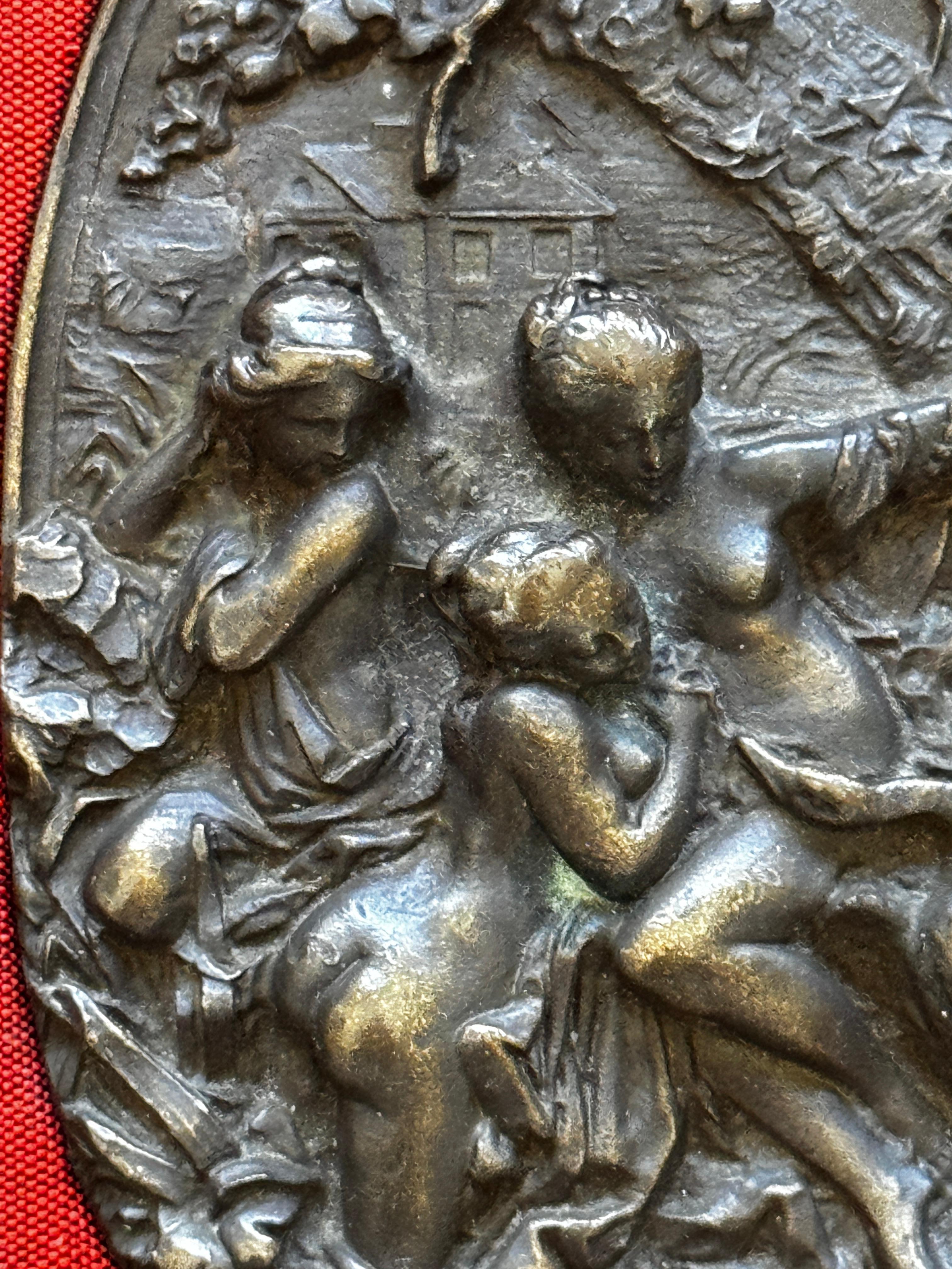 Napoleon Emperor Co. Framed Leda & the Swan Nude Relief on Brass Buckle Framed In Excellent Condition For Sale In San Francisco, CA