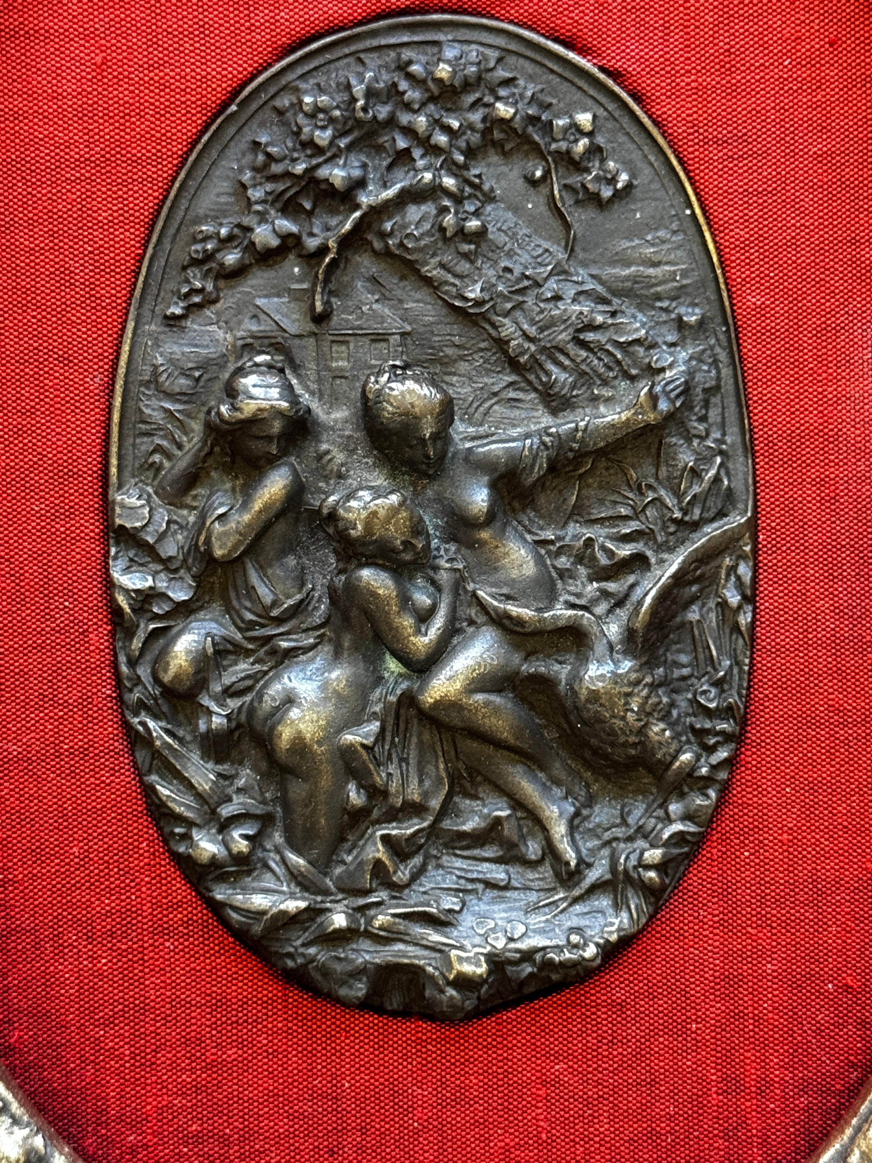 18th Century and Earlier Napoleon Emperor Co. Framed Leda & the Swan Nude Relief on Brass Buckle Framed For Sale