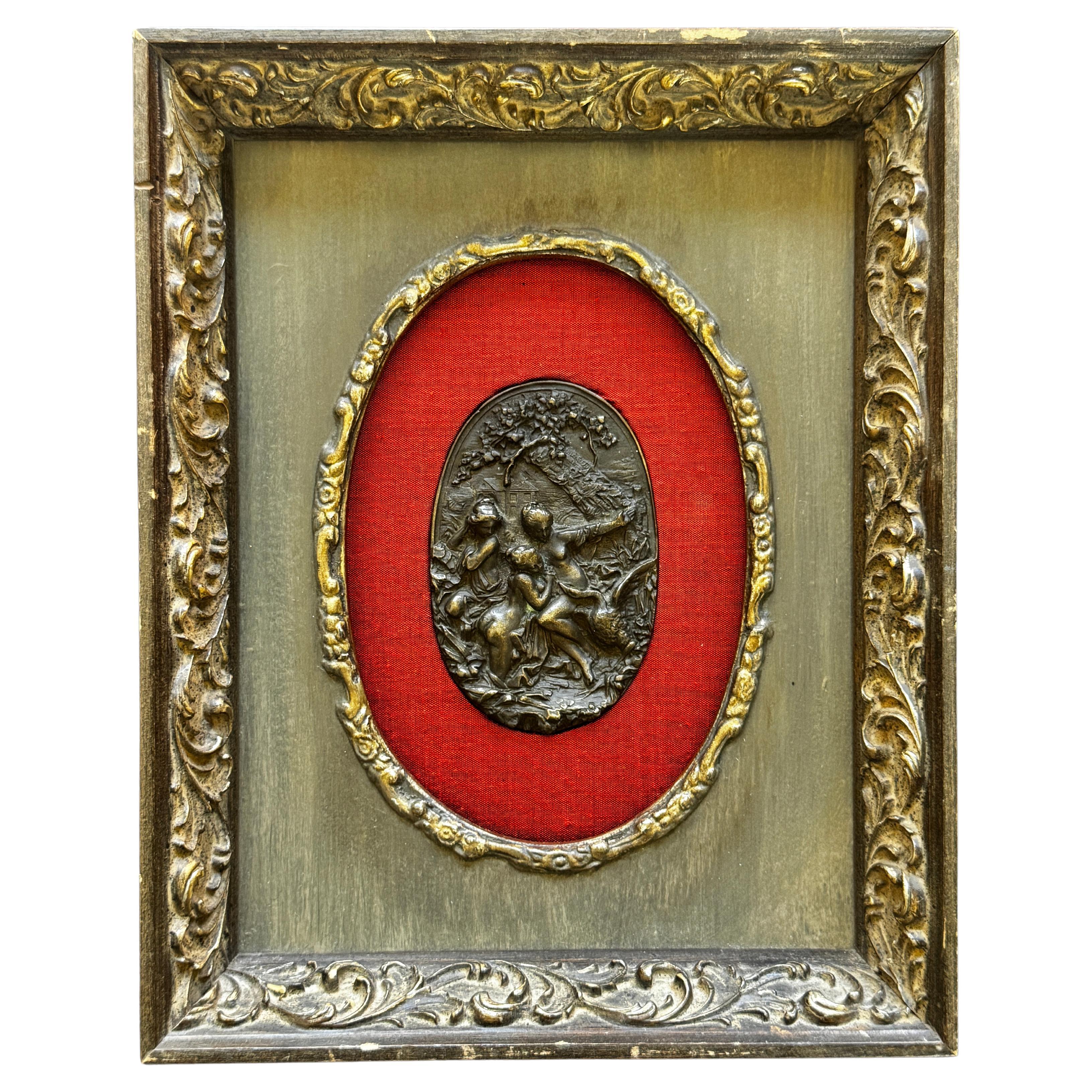 Napoleon Emperor Co. Framed Leda & the Swan Nude Relief on Brass Buckle Framed