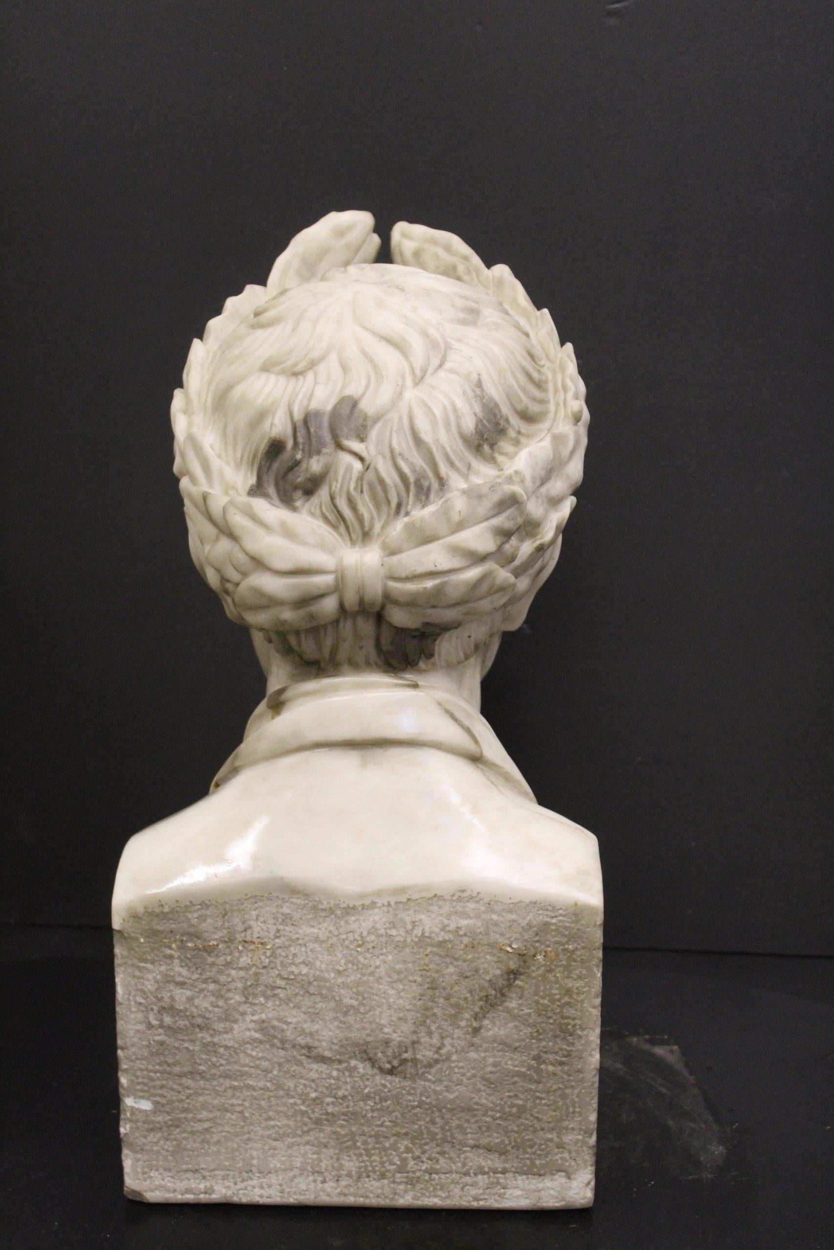 Napoleon from the model of Lorenzo Bartolini, Bust in Carrara marble, sculpture In Good Condition For Sale In Rome, IT