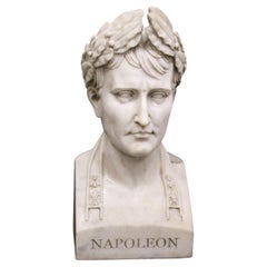Buste en marbre de Carrare, sculpture de Napoléon inspirée du modèle de Lorenzo Bartolini
