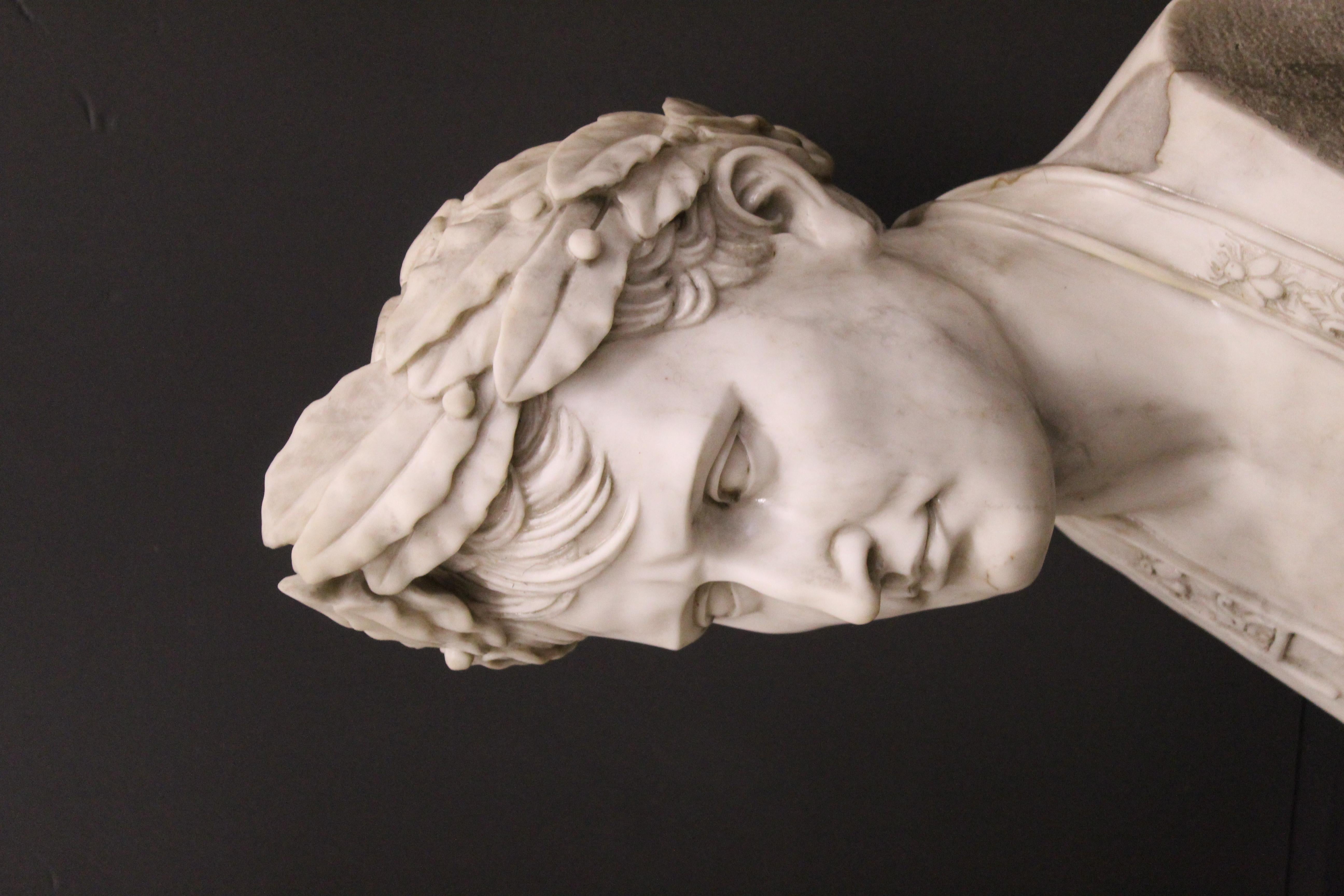 Late 20th Century Napoleon from the Model of Lorenzo Bartolini, Sculpture in White Marble For Sale