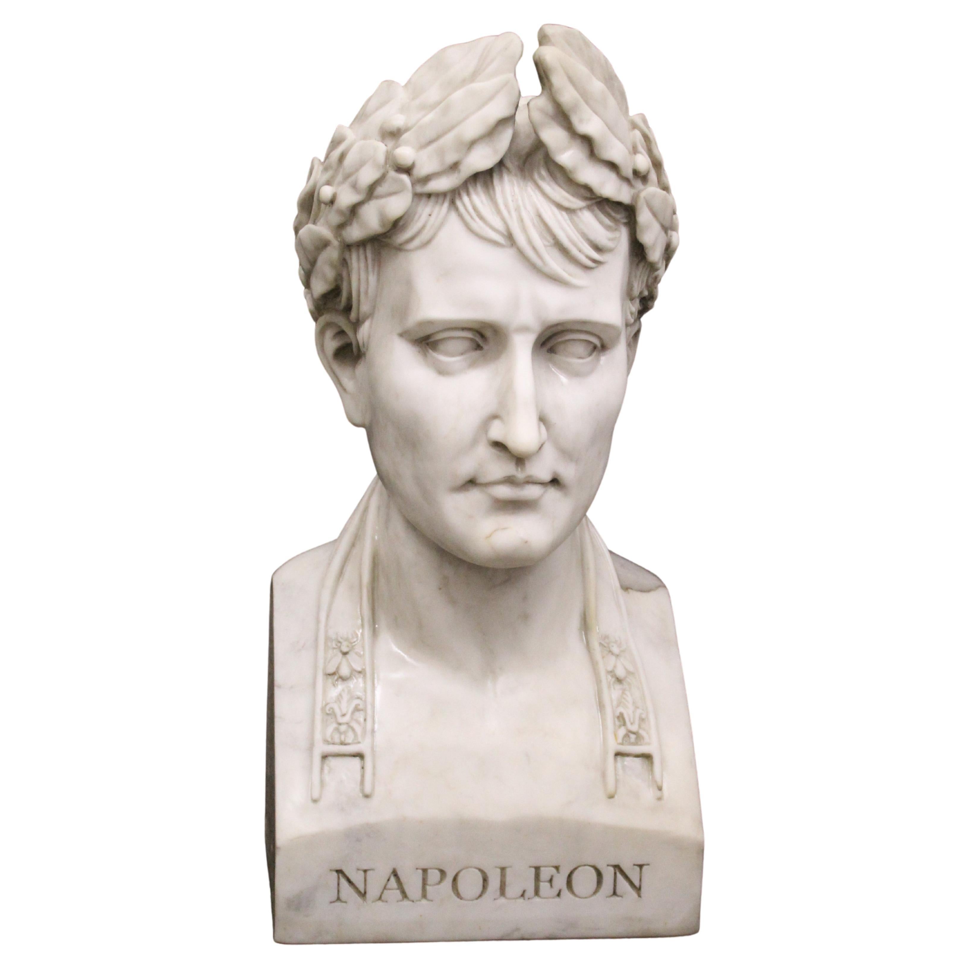 Napoleon from the Model of Lorenzo Bartolini, Sculpture in White Marble For Sale