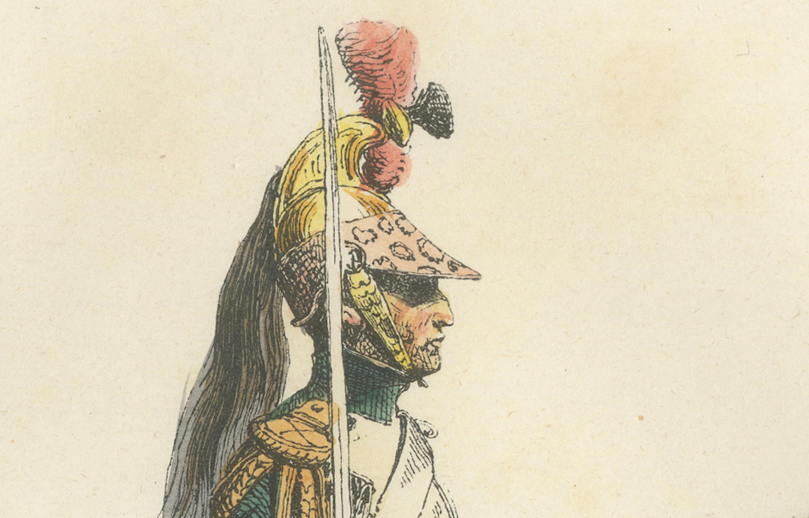 Napoleon I Dragoon of the Imperial Guard on Horseback, Military Print, 1843