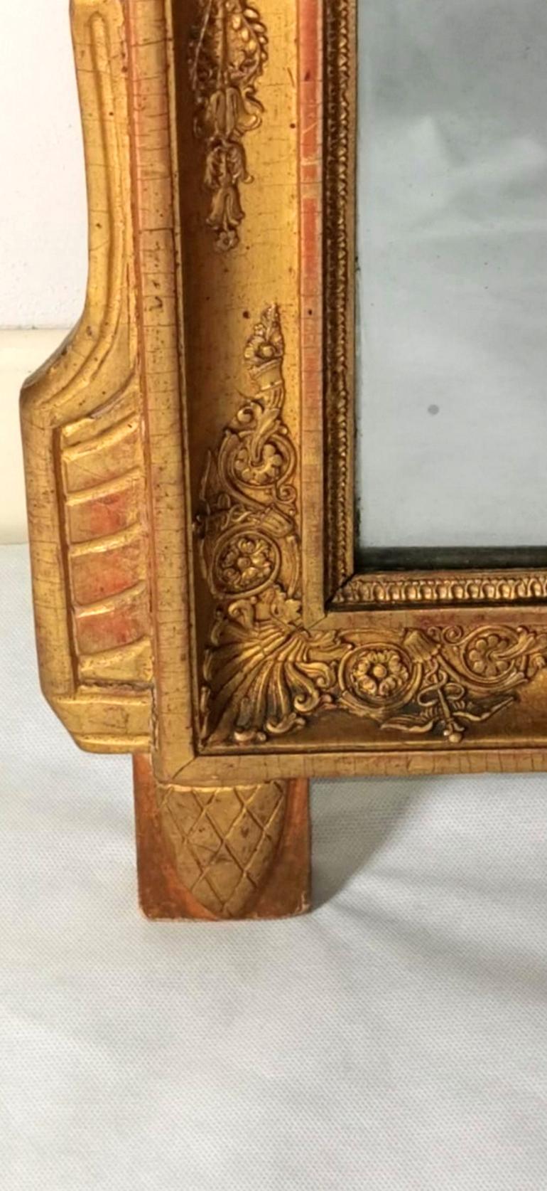 Französischer Blattgold-Holz-Spiegel Napoleon I. Empire im Angebot 4