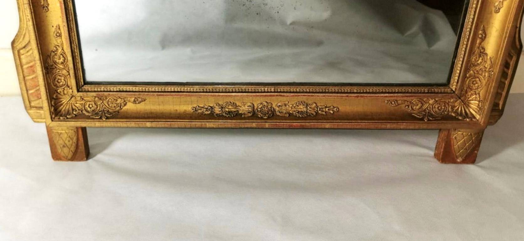 Miroir français Empire Napoléon Ier en bois à feuilles d'or en vente 3