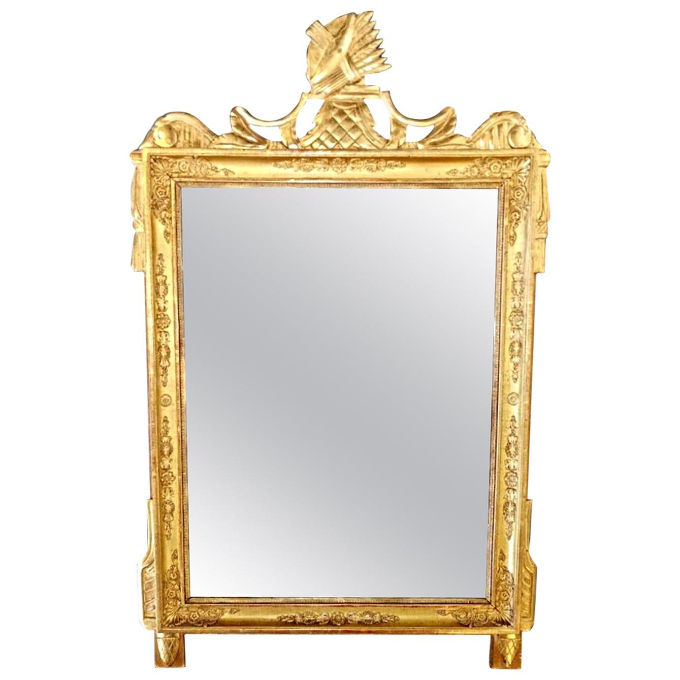 Napoleon I Empire French Gold Leaf Wood Mirror For Sale