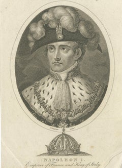 Napoleon I Portrait, Emperor of France, Stipple Engraving c.1815