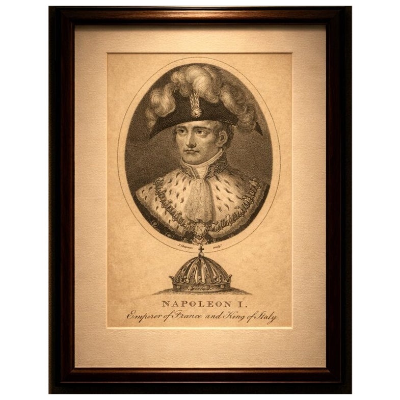 Napoleon I Portrait, Emperor of France, Stipple Engraving c.1815