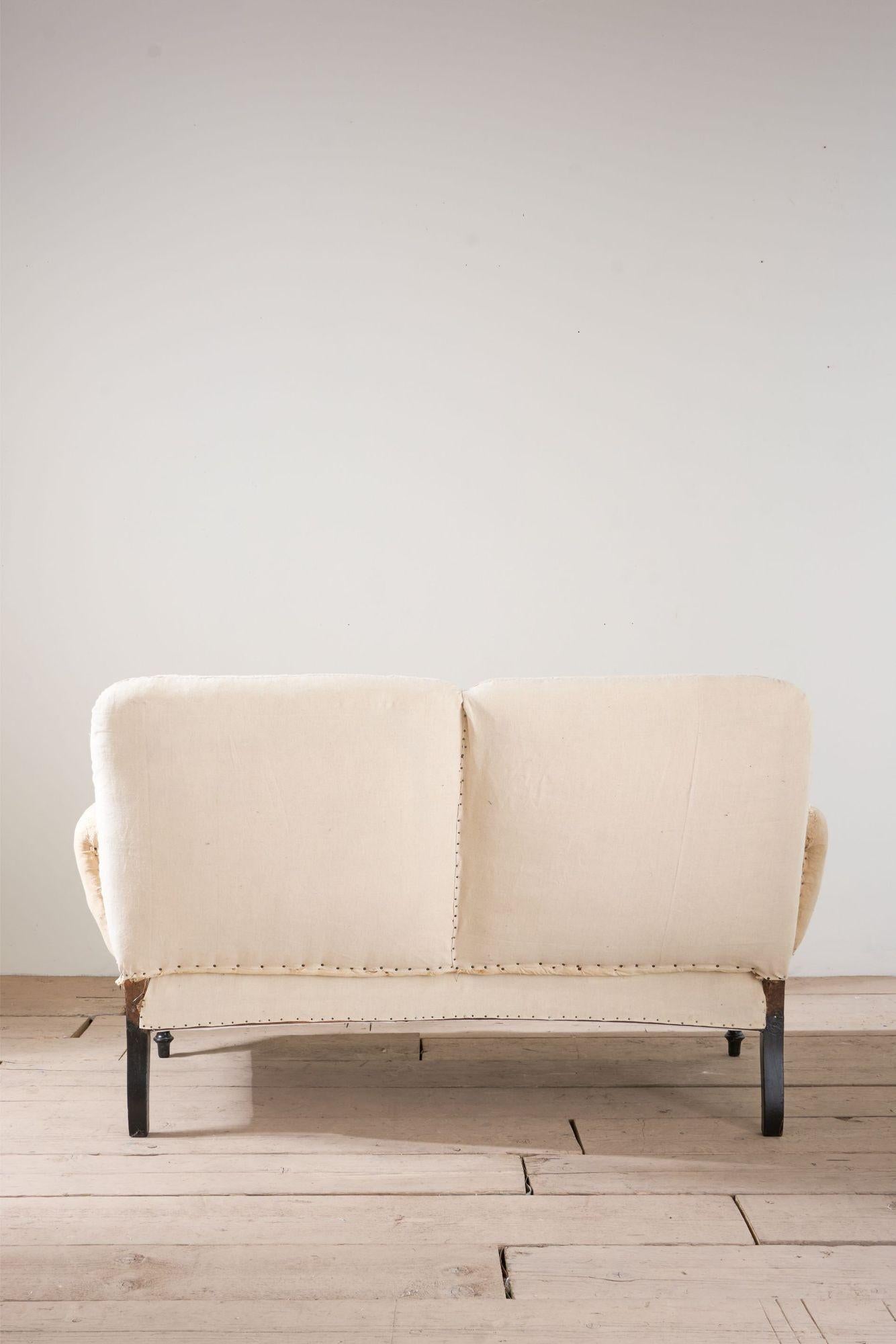 Beech Napoleon III 2 seater Pillow armed sofa For Sale