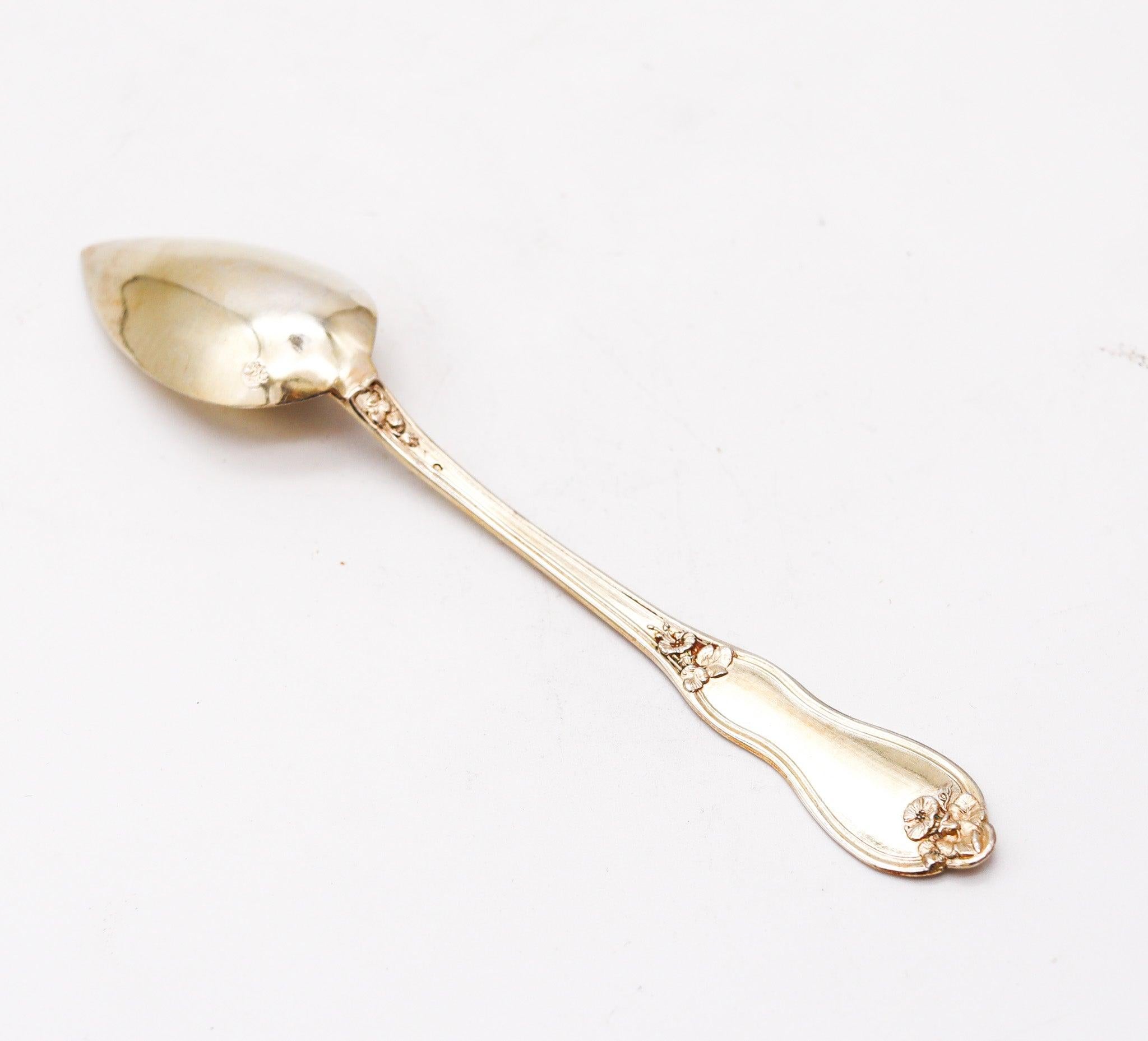 NAPOLEON III Antique 1860 French 12 Sterling Coffee Spoons Set In Fitted Ebony en venta 3