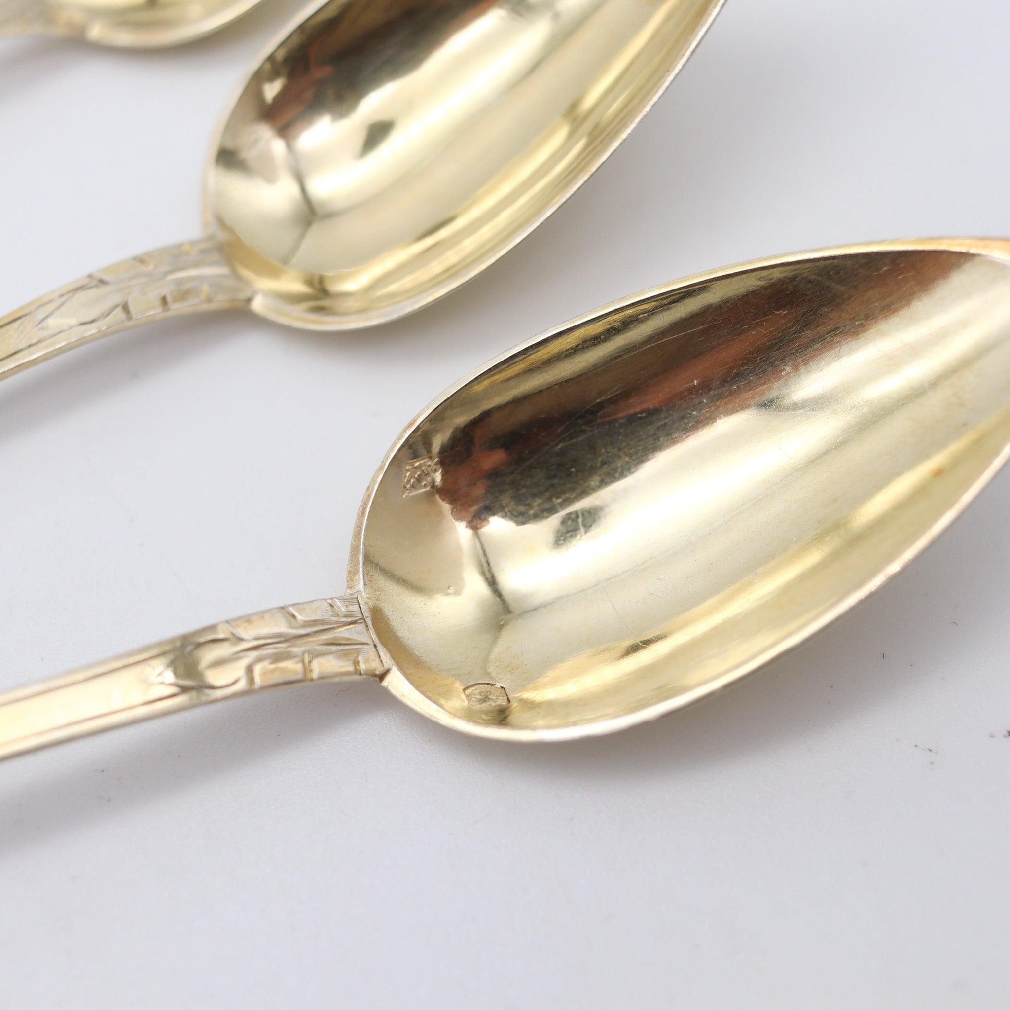 NAPOLEON III Antique 1860 French 12 Sterling Coffee Spoons Set In Fitted Ebony en venta 1