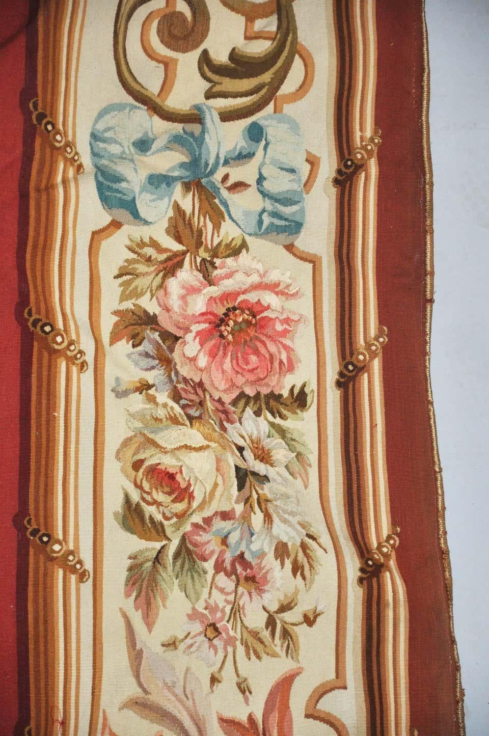Hand-Woven Napoleon III Aubusson Tapestry Lambrequin Valance, Paris, circa 1860 For Sale