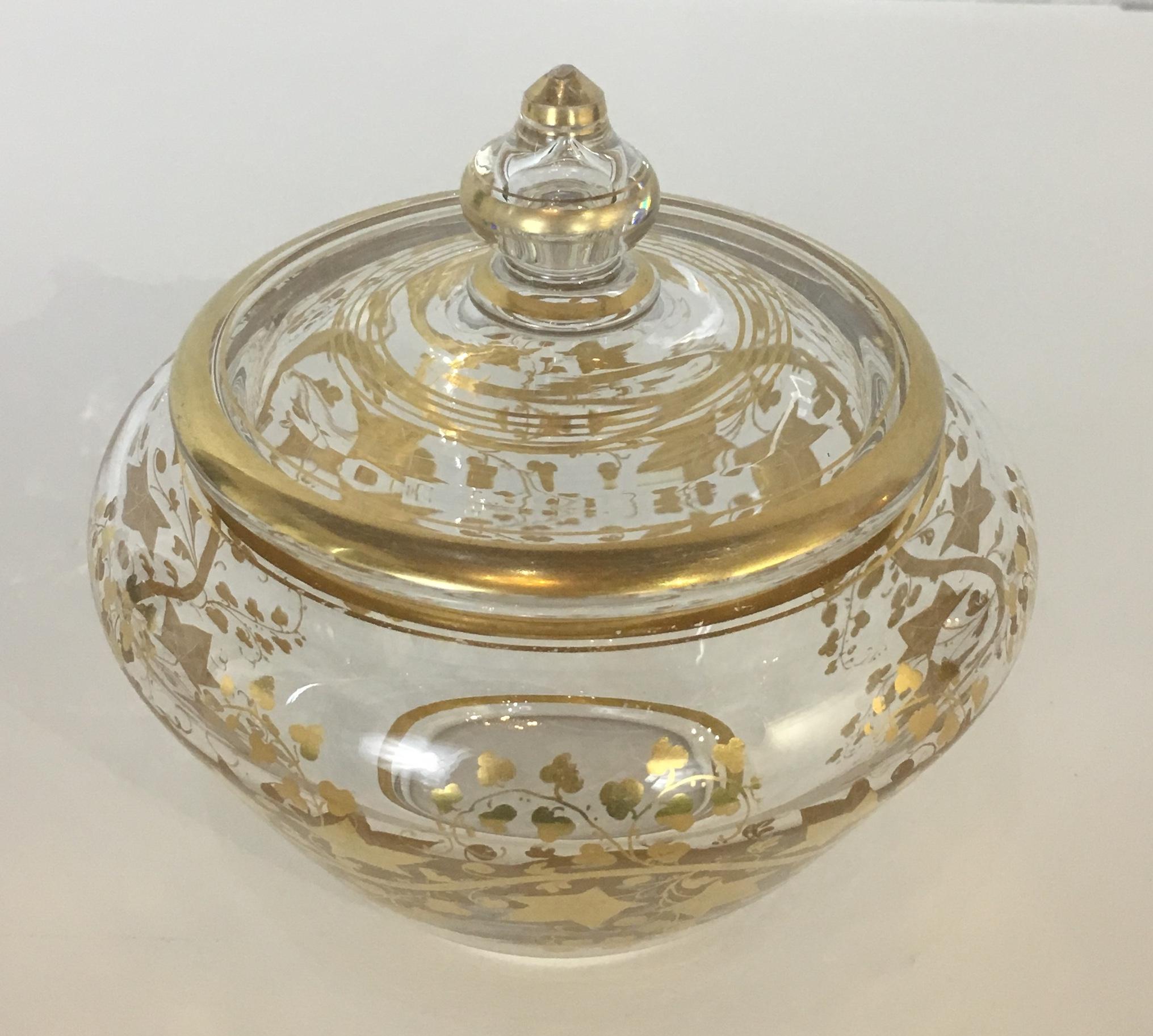 French Napoleon III Baccarat Gold Crystal Liquor with Gilt Enamel Decoration