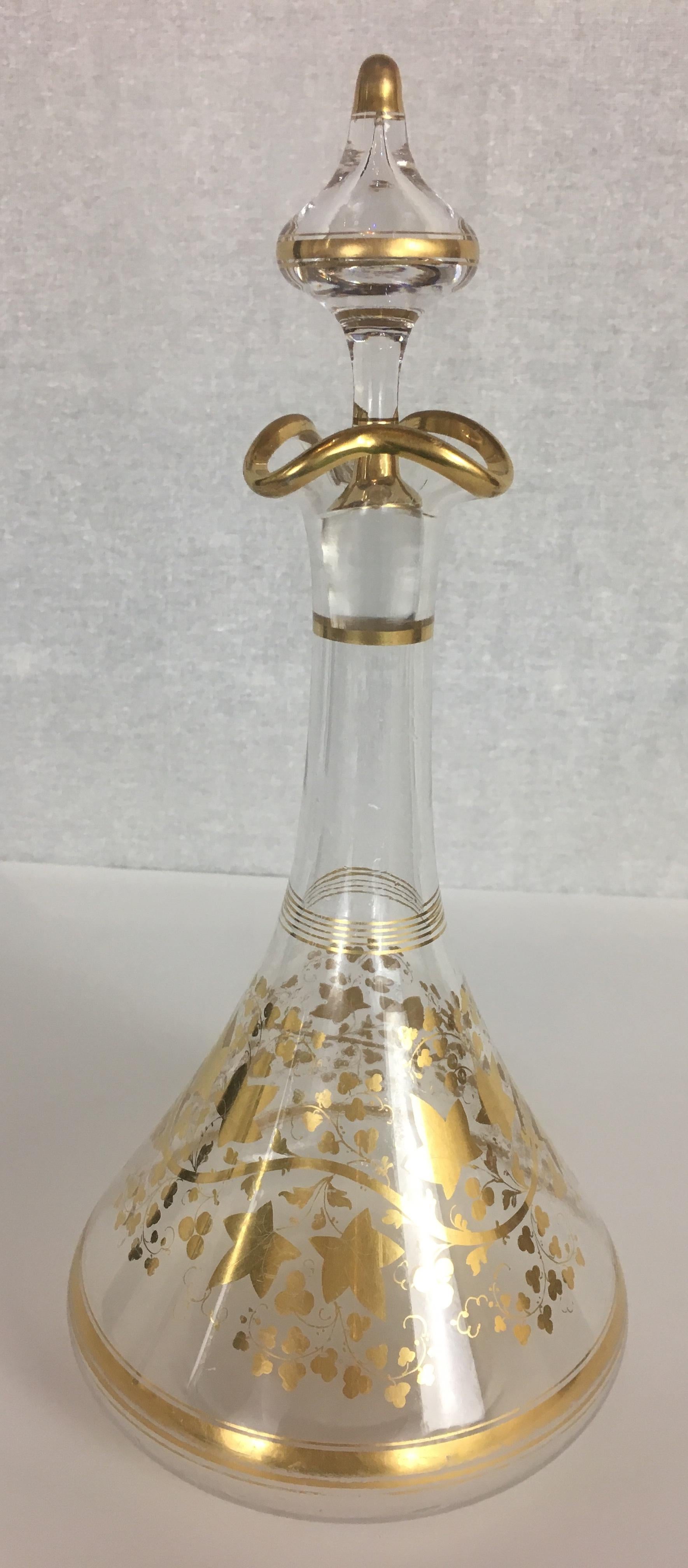 Napoleon III Baccarat Gold Crystal Liquor with Gilt Enamel Decoration In Good Condition In Miami, FL