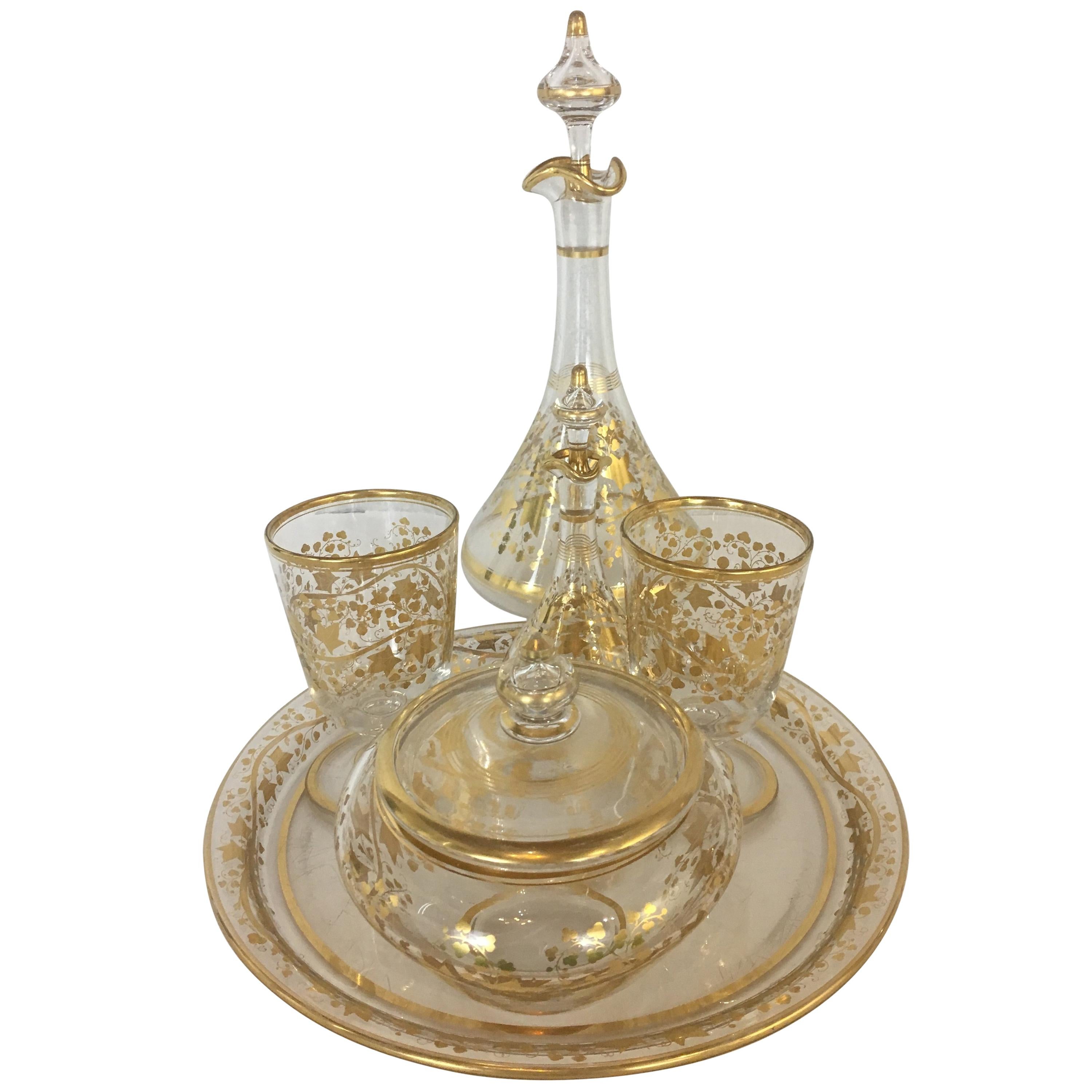 Napoleon III Baccarat Gold Crystal Liquor with Gilt Enamel Decoration