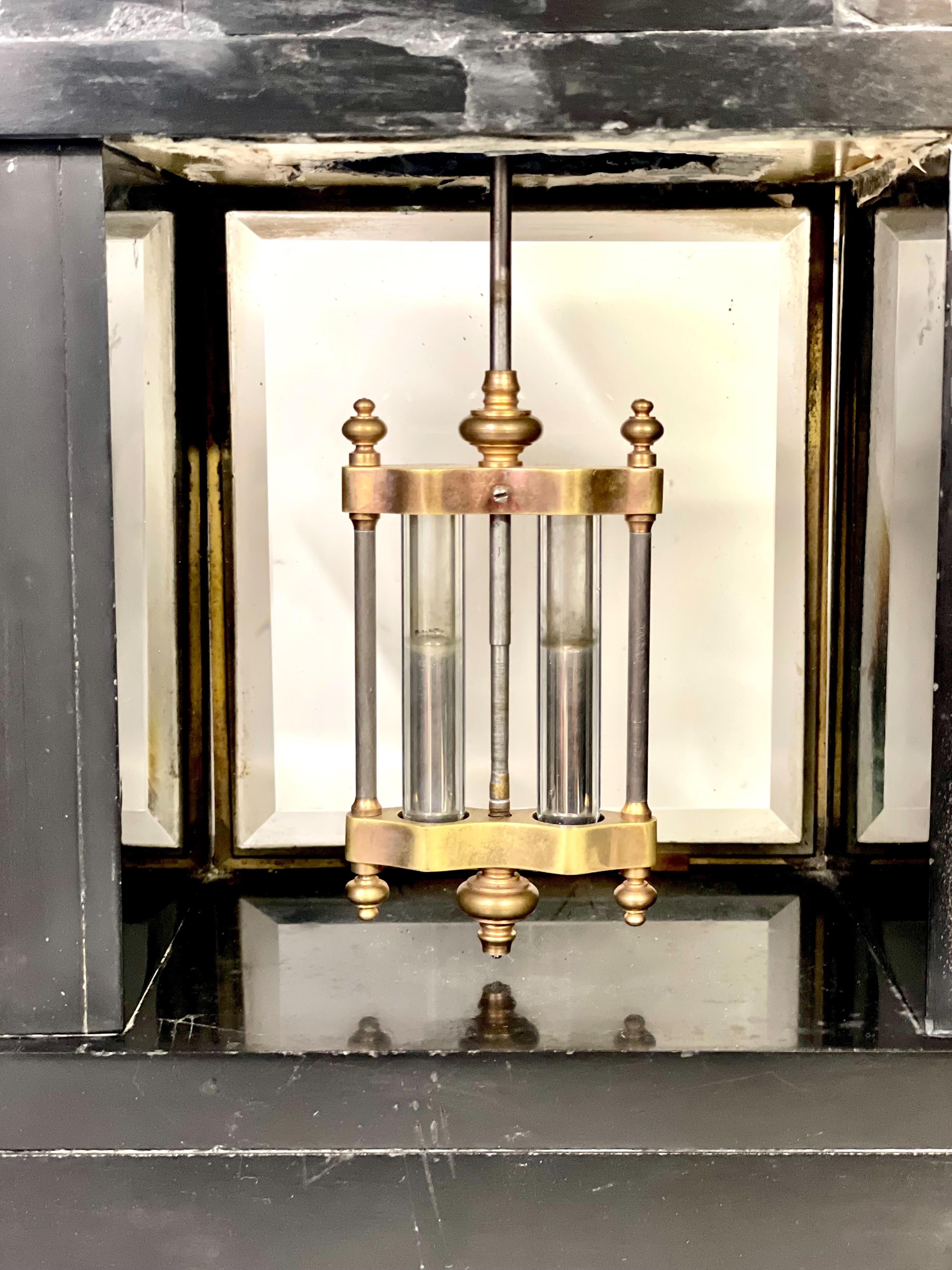 Napoléon III Black and Green Marble Clock Garniture with Gilded Bronze Ornaments 7