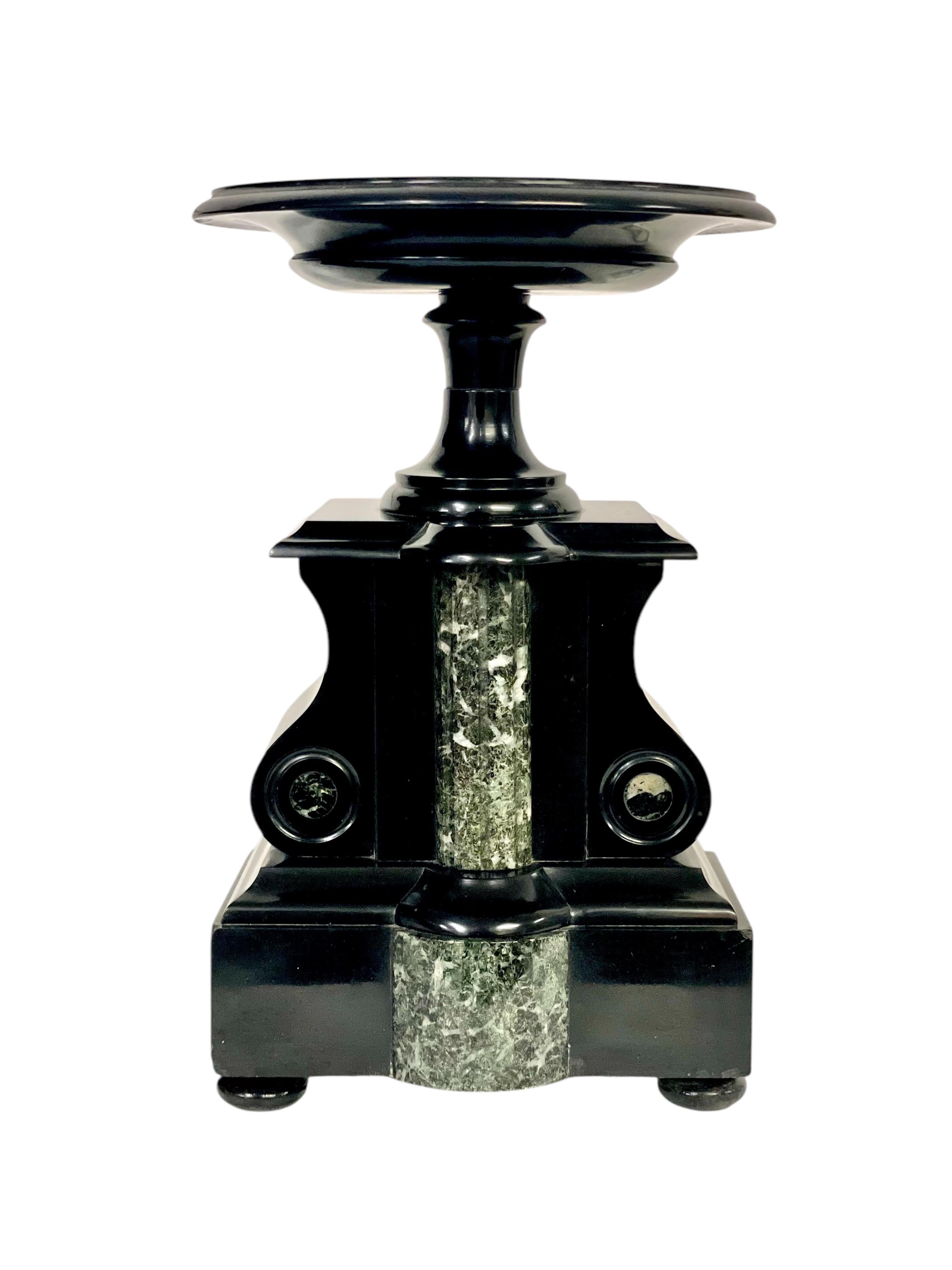 Napoléon III Black and Green Marble Clock Garniture with Gilded Bronze Ornaments 10