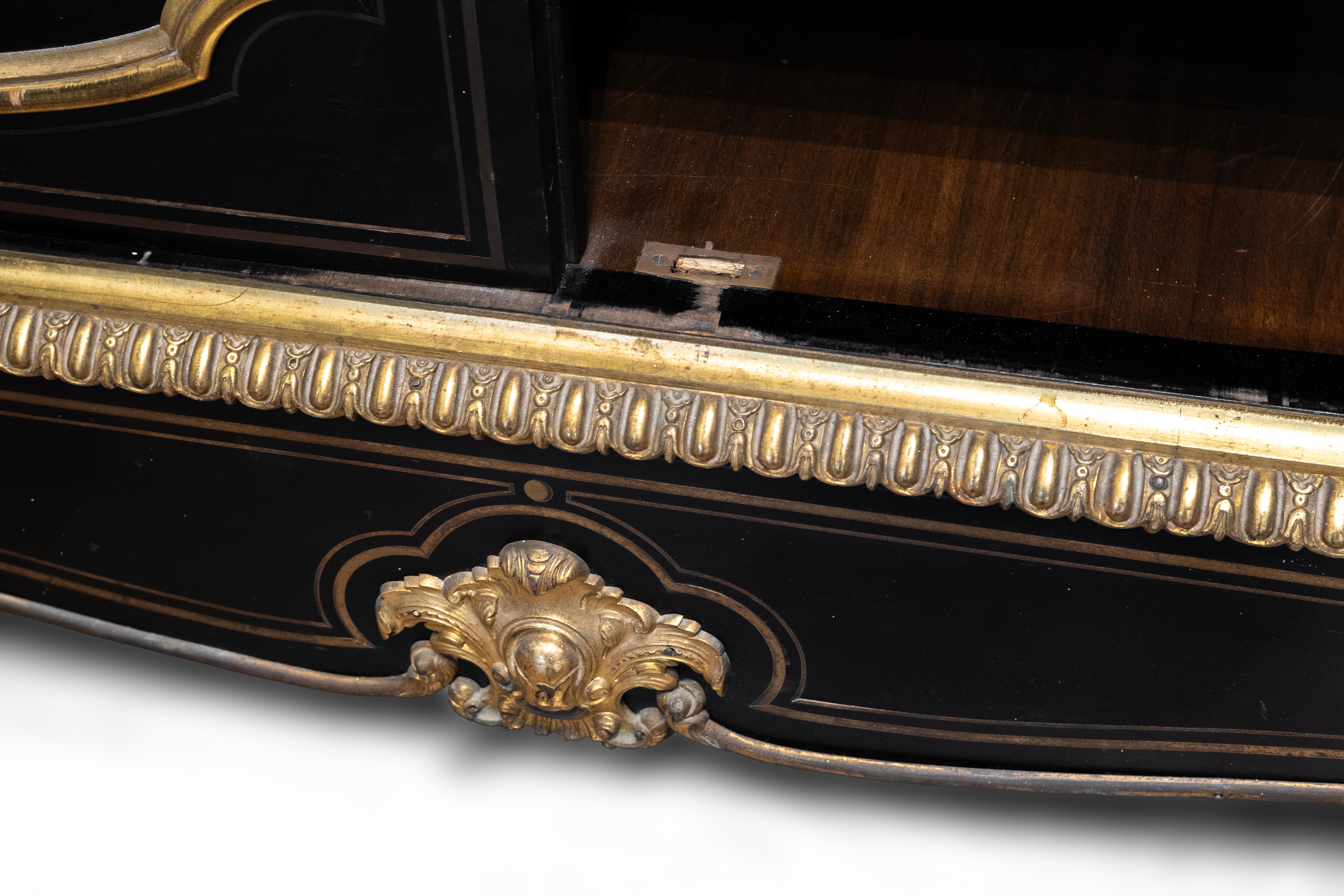 Napoleon III Black Cabinet with Ormolu and Silvered Mounts In Fair Condition For Sale In Dubai, AE