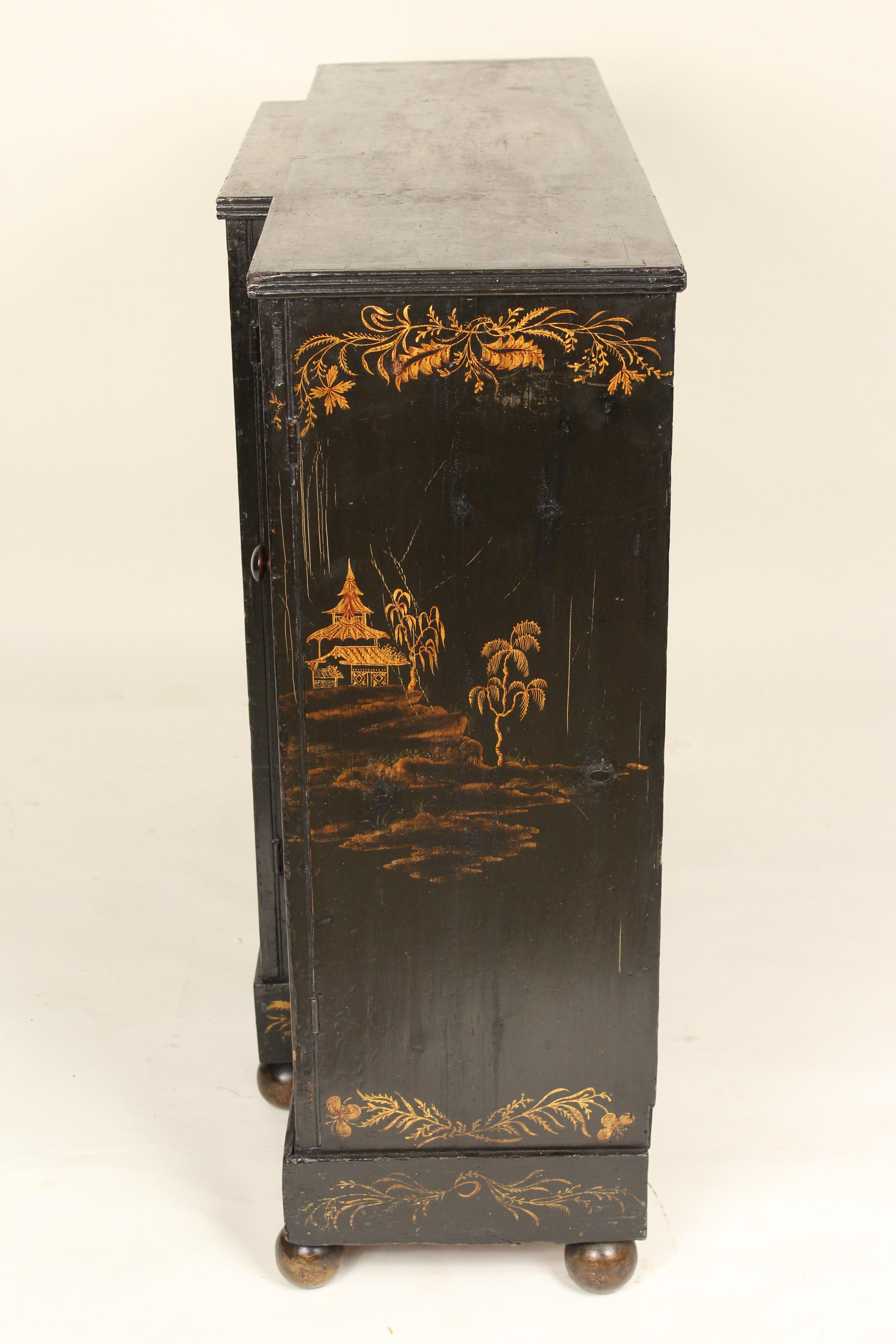 Napoleon III Black Chinoiserie Decorated Narrow Sideboard 4