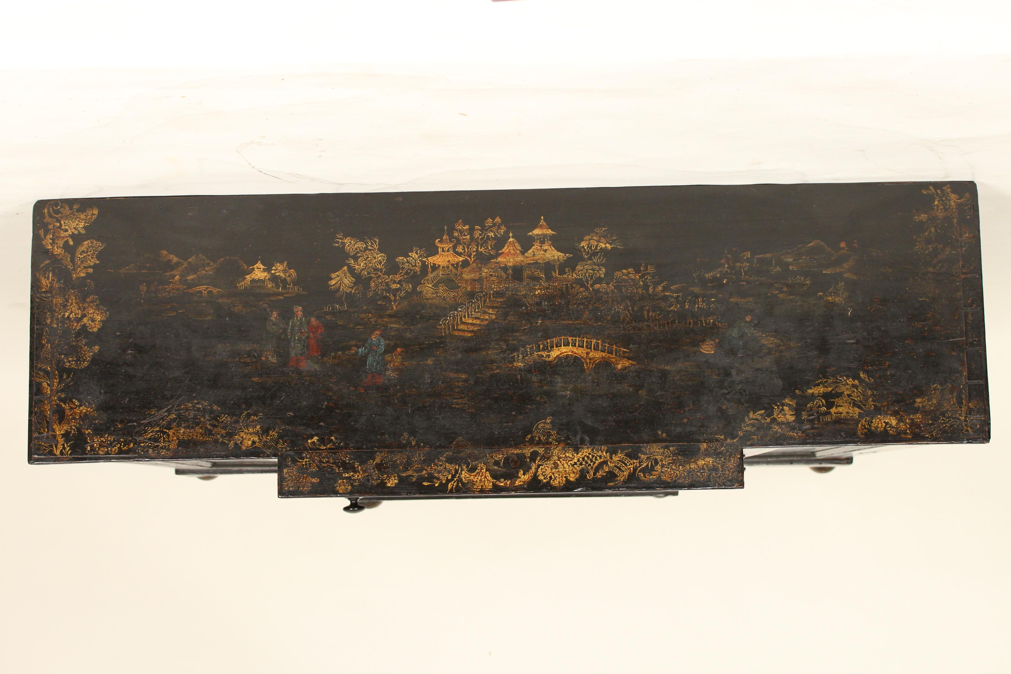 Napoleon III Black Chinoiserie Decorated Narrow Sideboard 5
