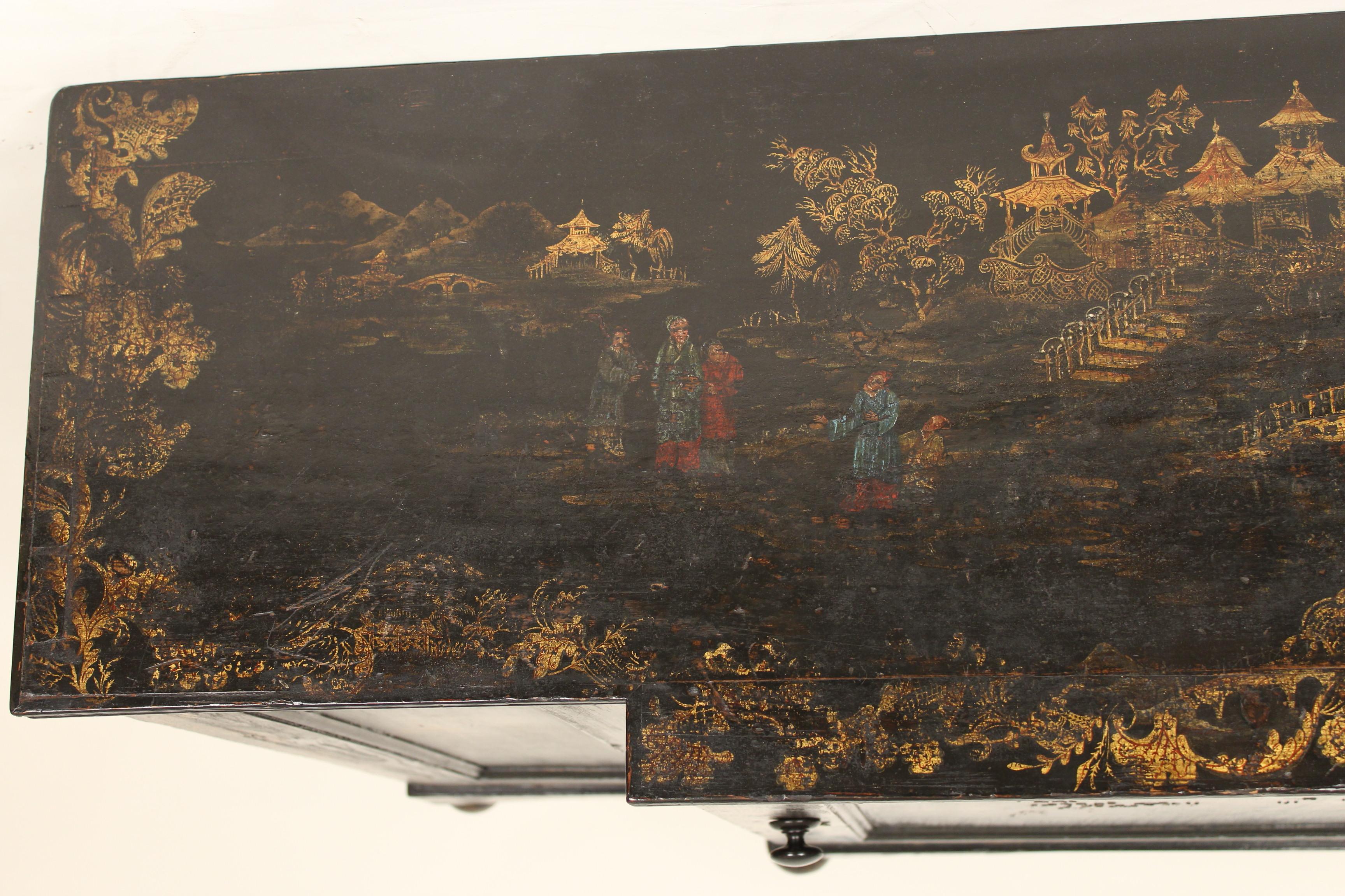 Napoleon III Black Chinoiserie Decorated Narrow Sideboard 6