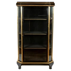 Napoleon III Black Lacquer and Brass Display Cabinet