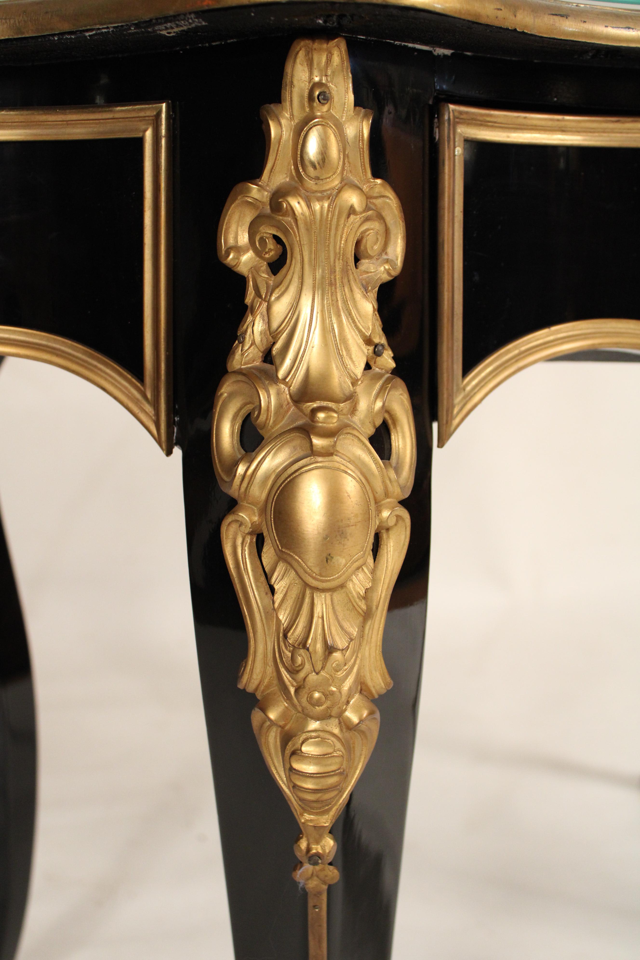 Napoleon III Black Lacquer and Gilt Bronze Mounted Writing Table / Center Table 5