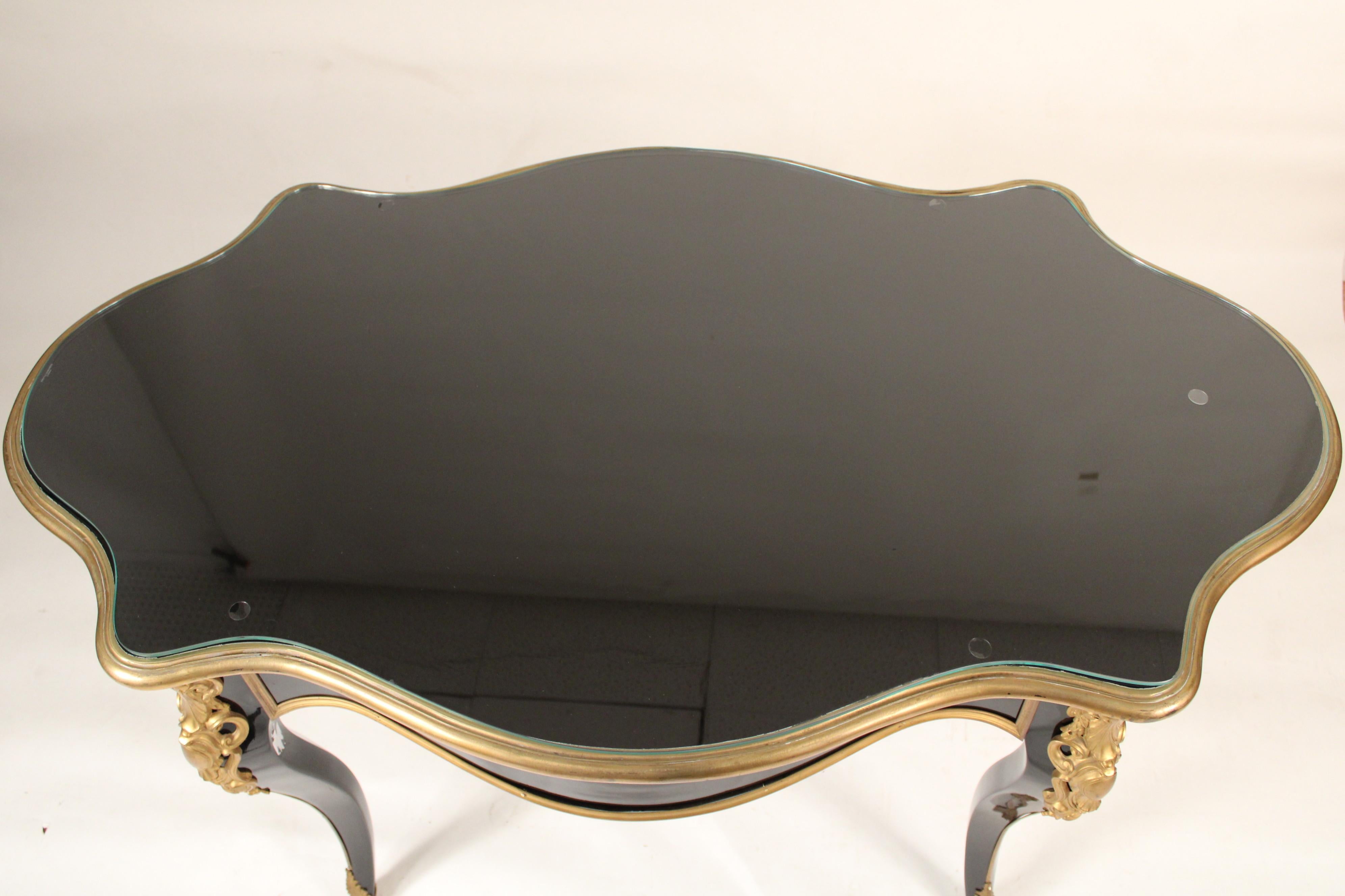 Napoleon III Black Lacquer and Gilt Bronze Mounted Writing Table / Center Table 1
