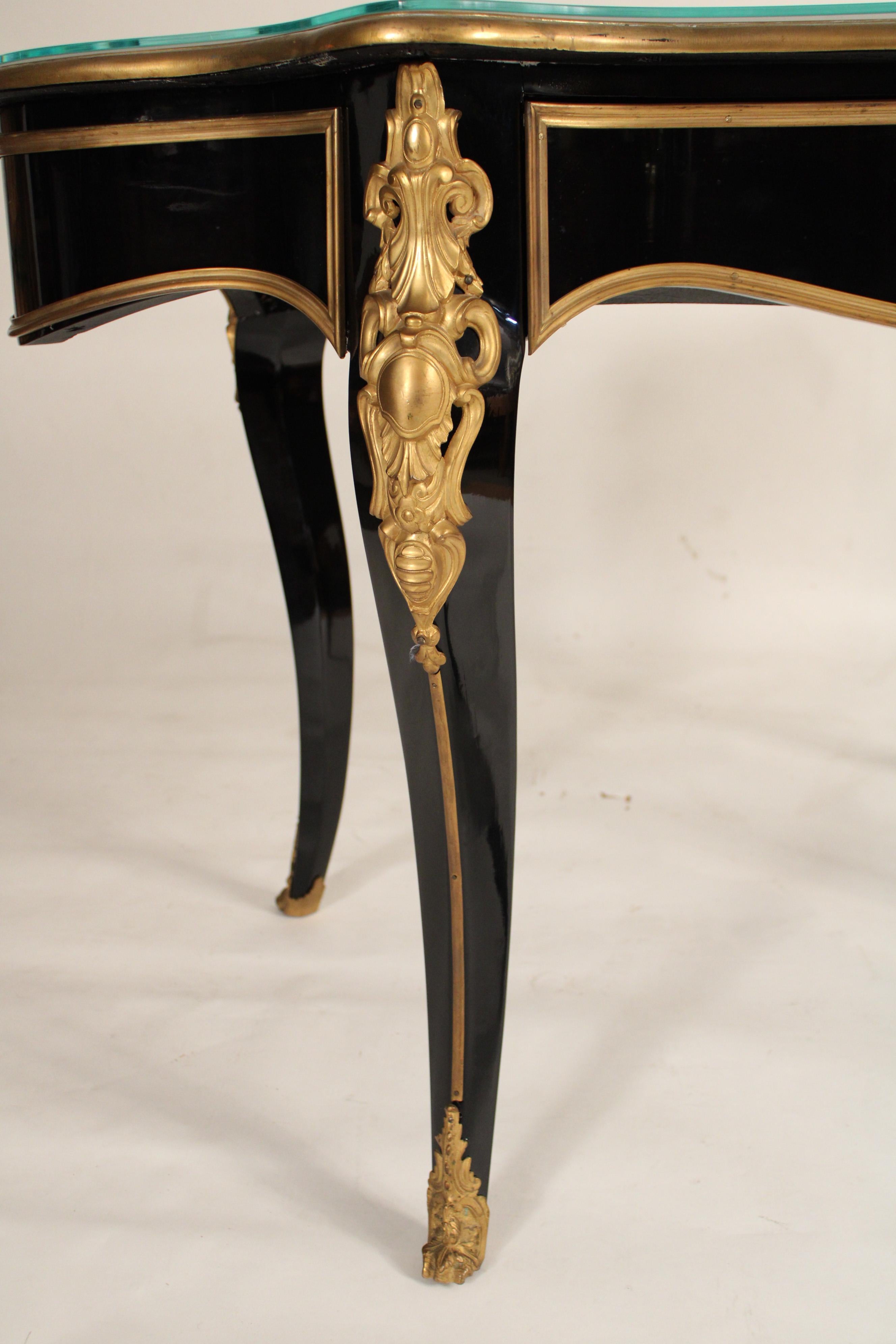 Napoleon III Black Lacquer and Gilt Bronze Mounted Writing Table / Center Table 4