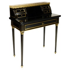 Escritorio Napoleón III lacado negro bonheur du Jour, Finales S. XIX