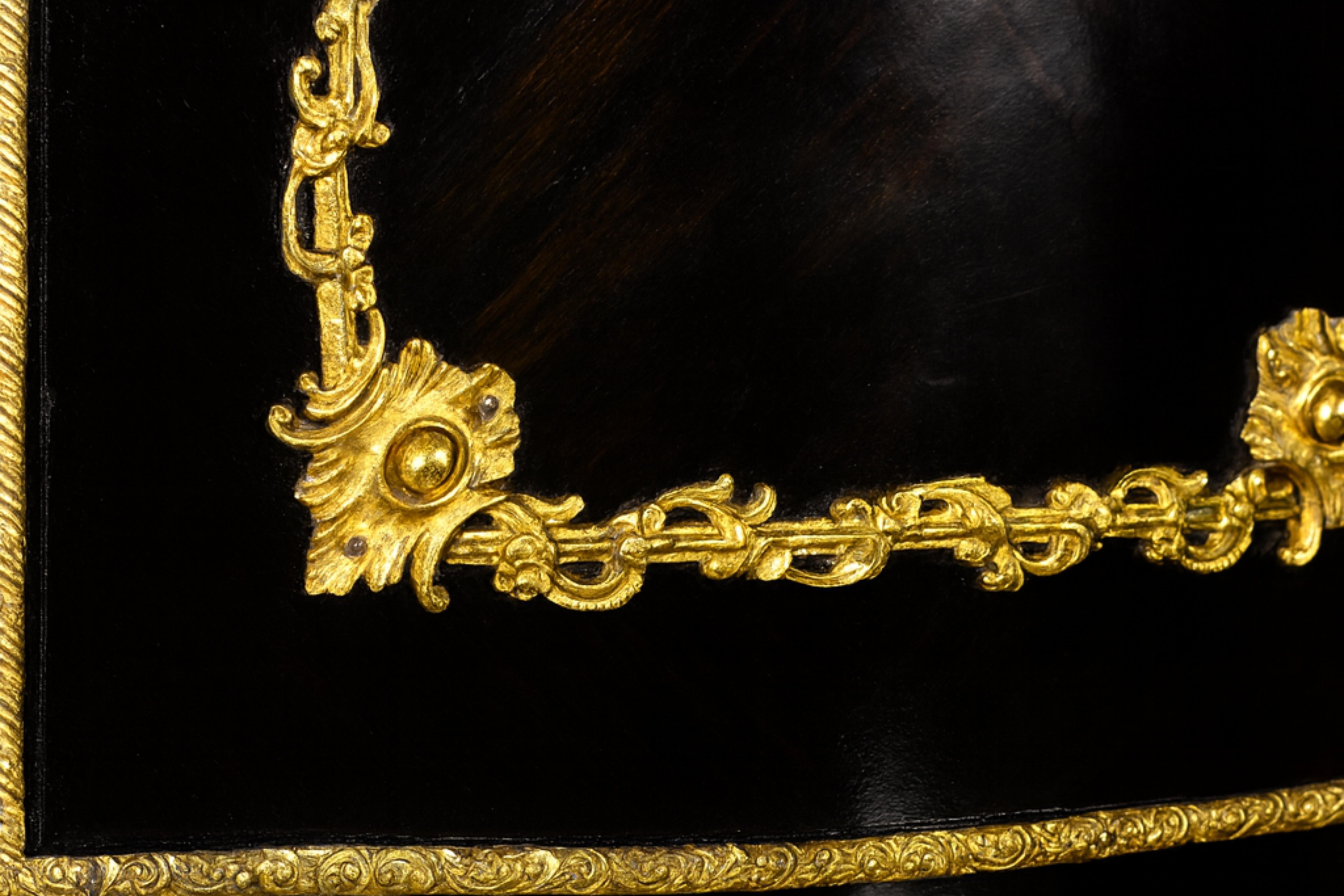 Napoleon III Schwarzer Lack Bronze und Porzellan Bonheur du Jour Schreibtisch (19. Jahrhundert) im Angebot