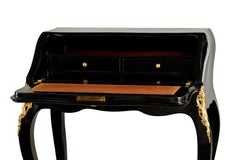 Napoleon III Black Lacquer Desk with Bronze, Early 20th Century