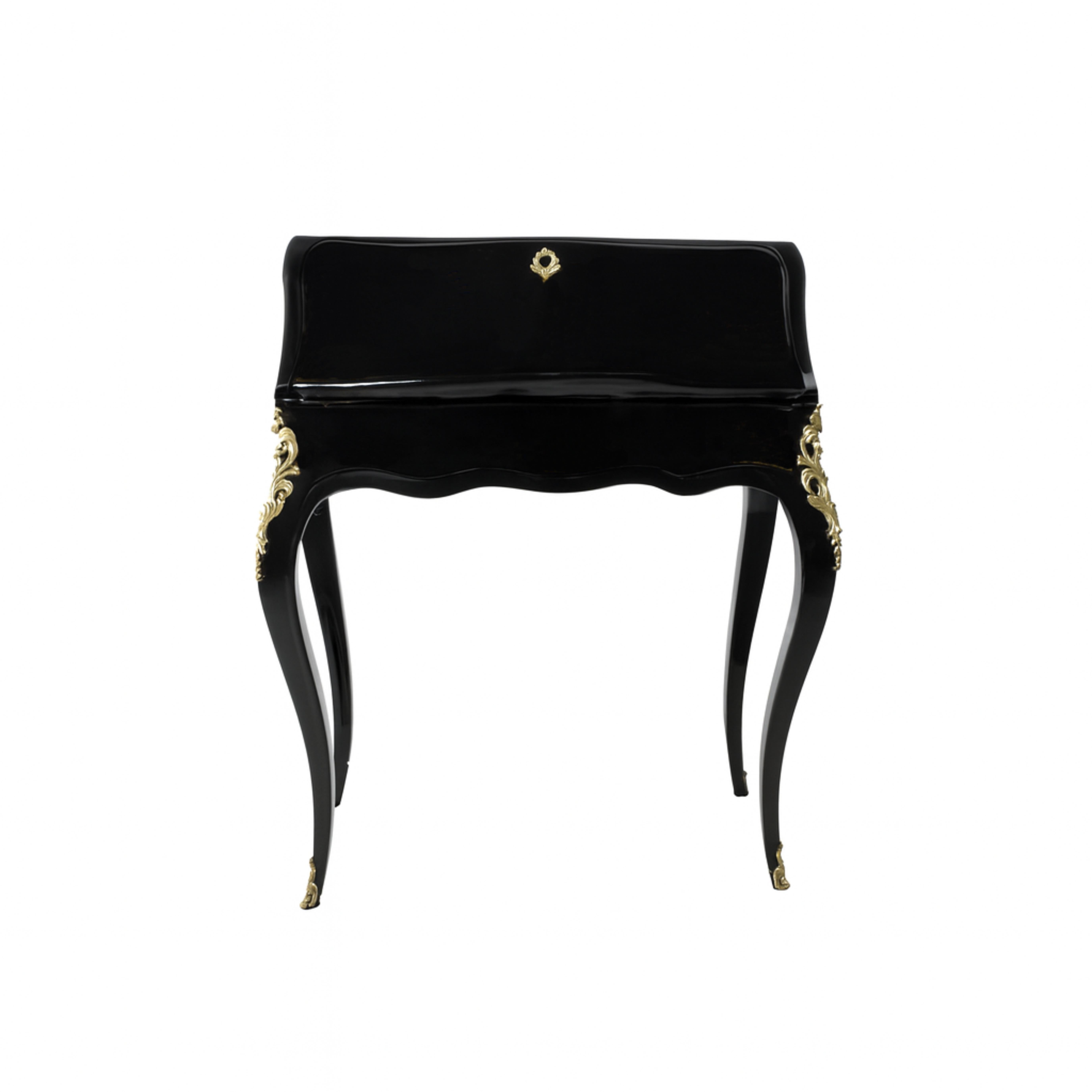Scrivania Napoleone III in lacca nera con bronzo, inizio XX secolo in vendita 3