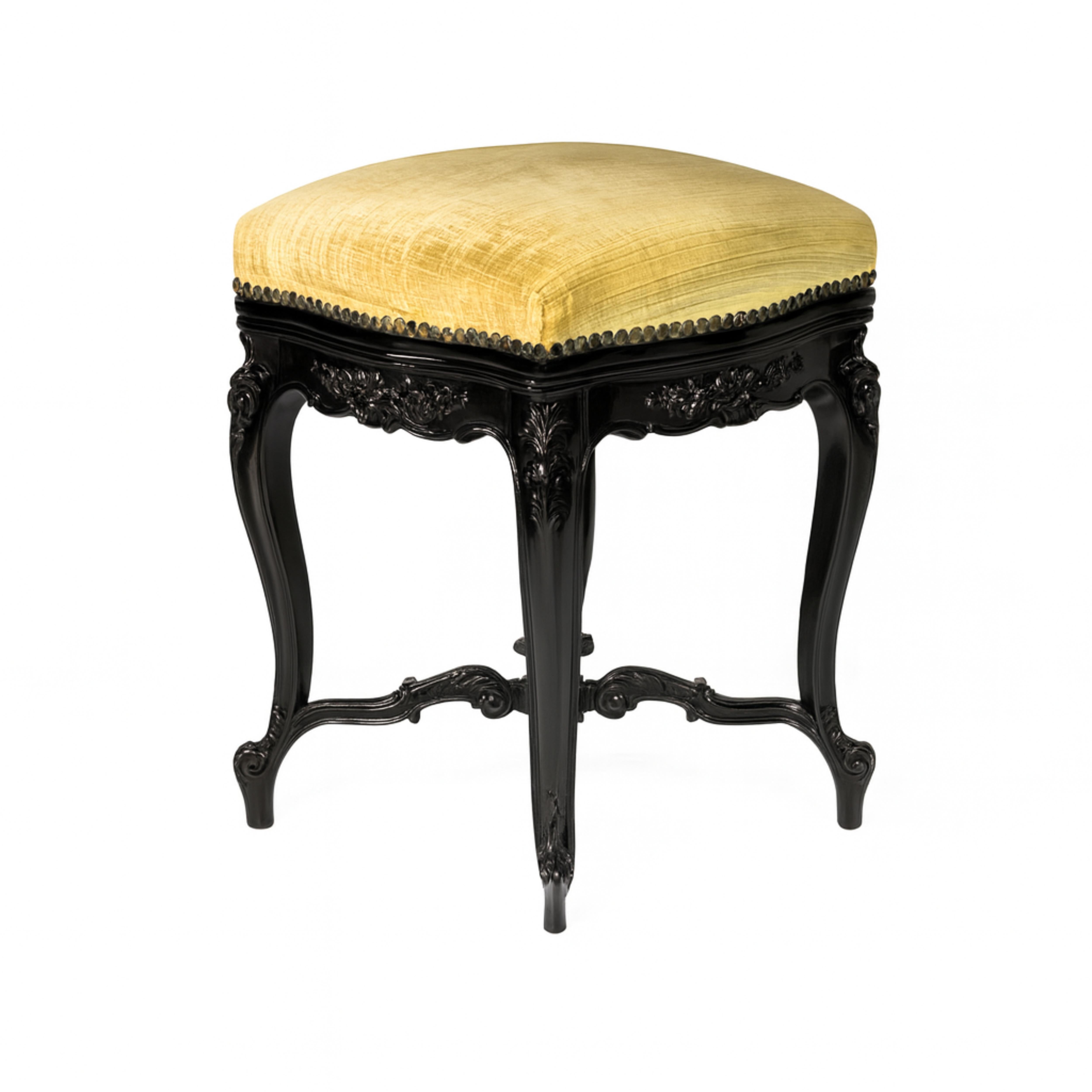 Francese Sgabello per pianoforte in lacca nera Napoleone III, XIX secolo in vendita