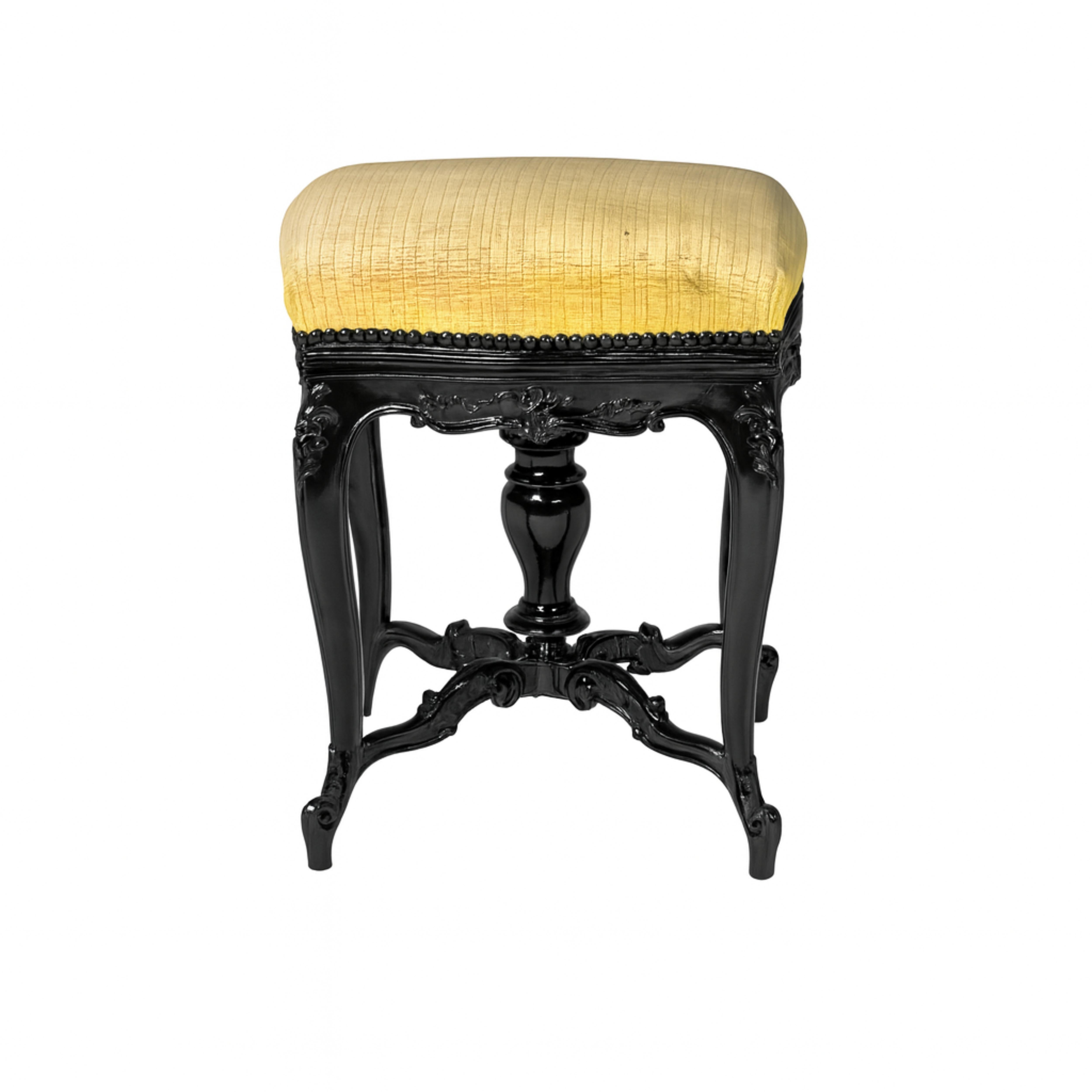 Sgabello per pianoforte in lacca nera Napoleone III, XIX secolo In condizioni buone in vendita a Lisbon, PT