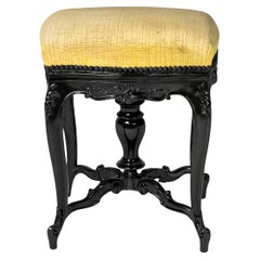 Napoleon III Black Lacquer Piano Stool, 19th Century