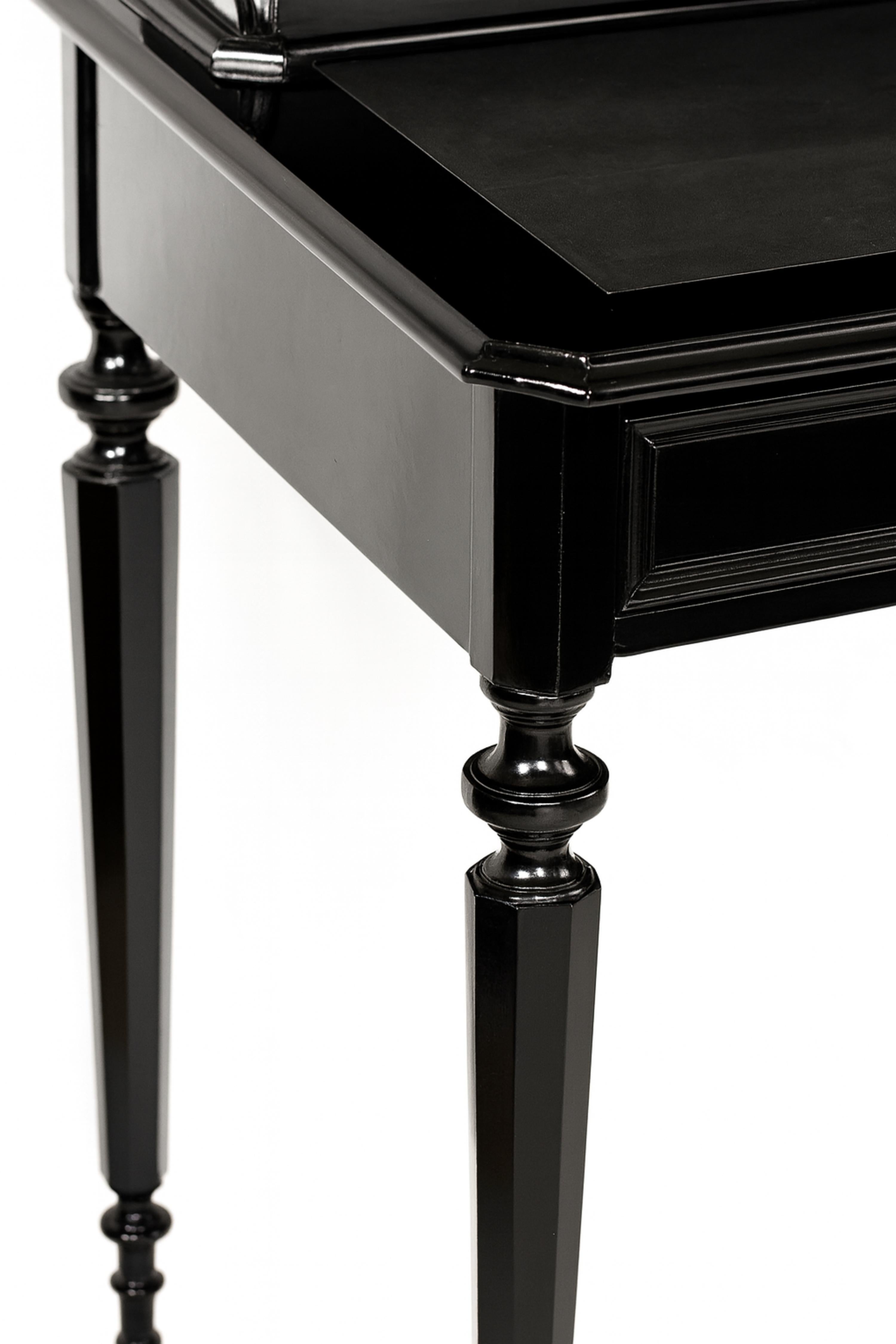 Francese Segretario Napoleone III in lacca nera Vitrine Bonheur Du Jour in vendita