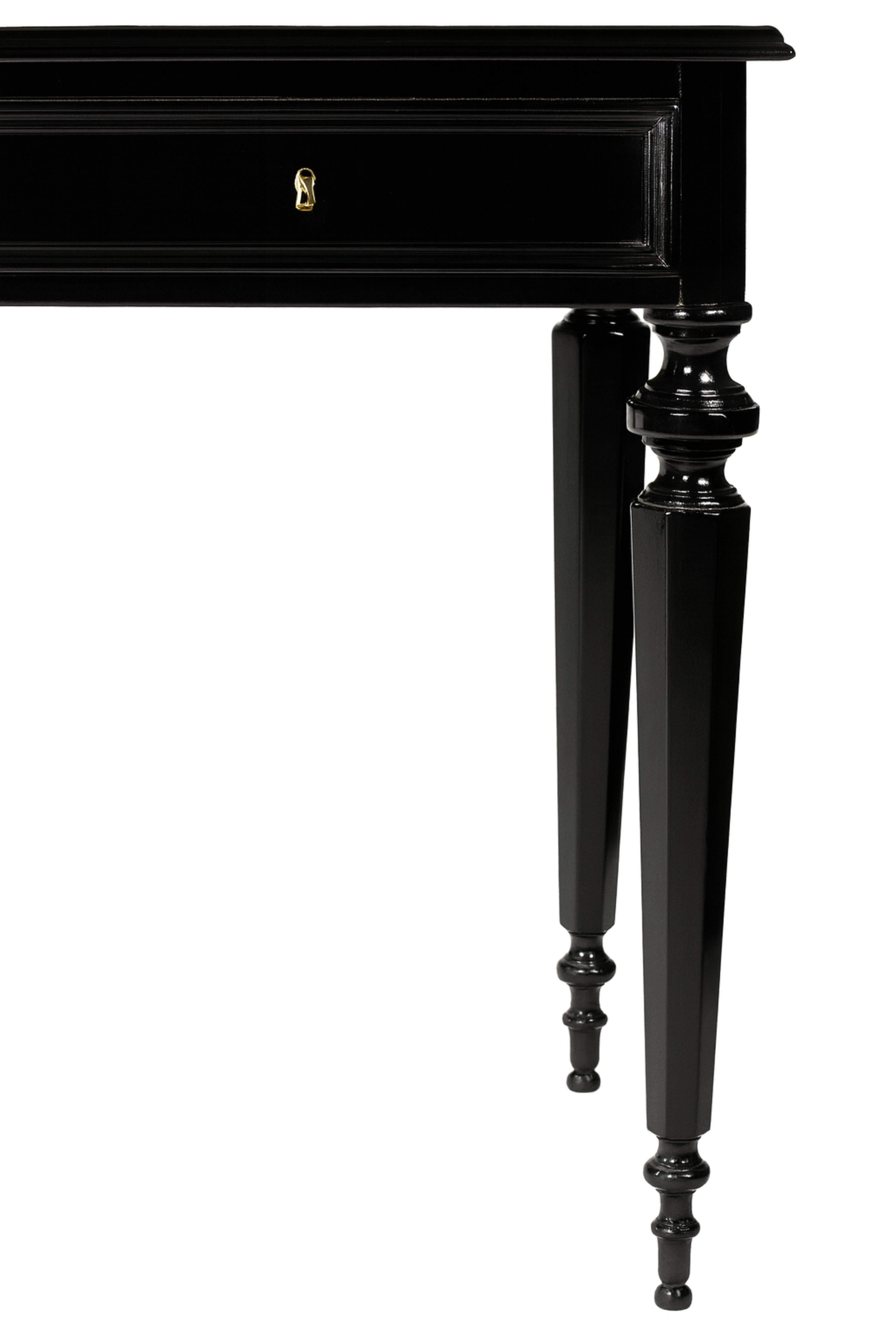 Ottone Segretario Napoleone III in lacca nera Vitrine Bonheur Du Jour in vendita