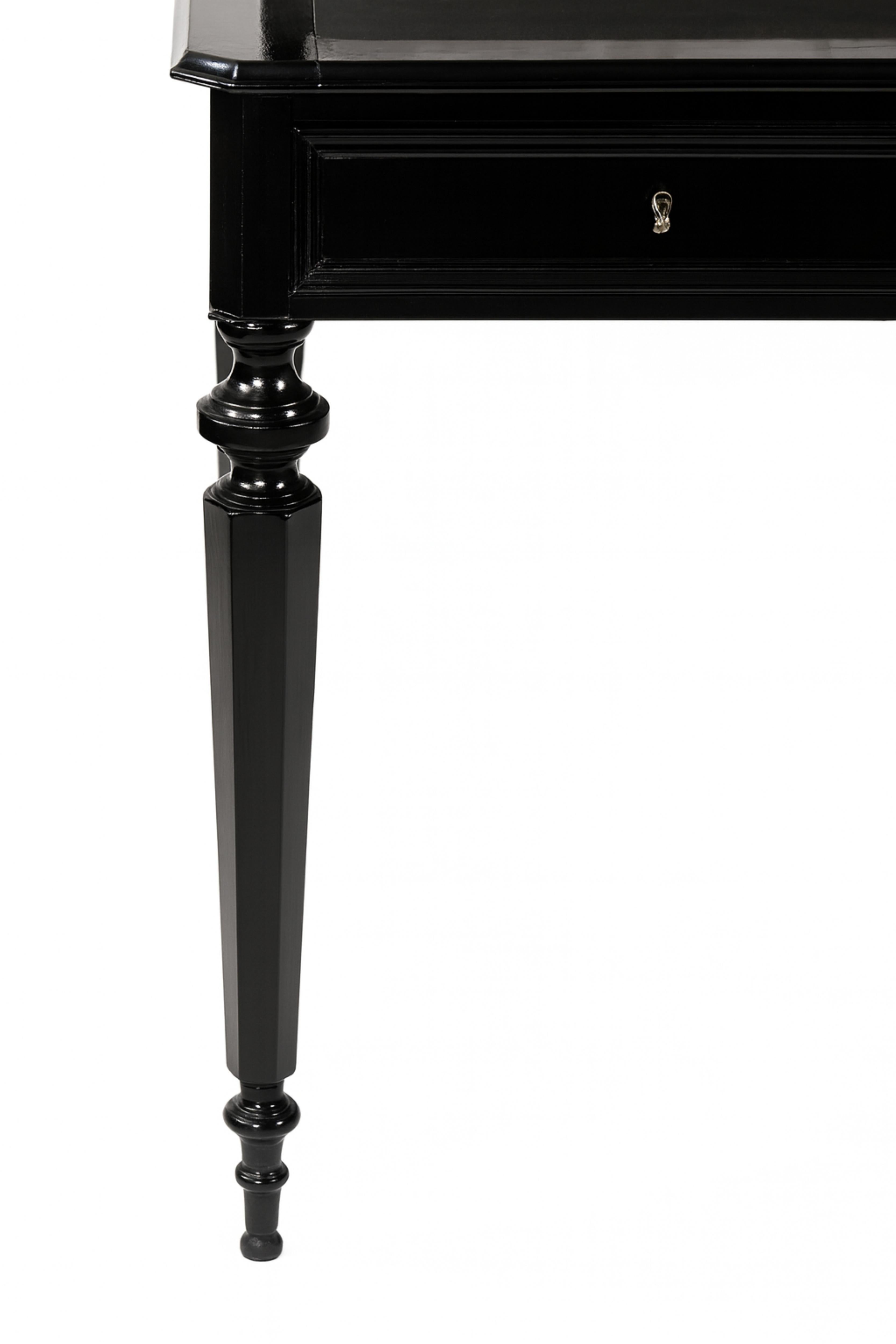 Segretario Napoleone III in lacca nera Vitrine Bonheur Du Jour in vendita 1