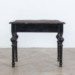 Napoleon III Black Piano Bench with Leather Top