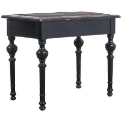 Banc de piano Napoleon III noir avec plateau en cuir