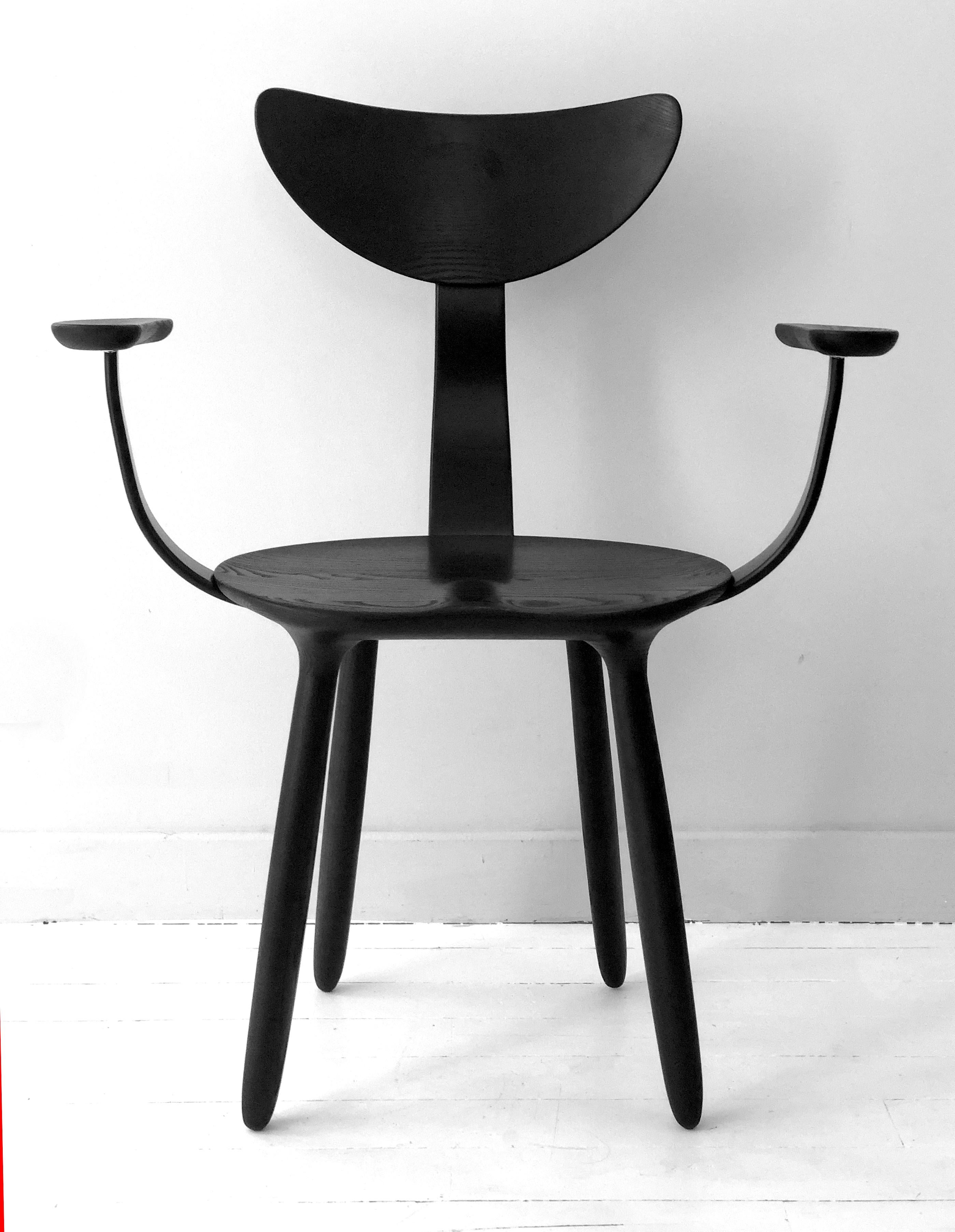 Modern Napoleon III Black Stained Ash Daiku Armchair by Victoria Magniant For Sale